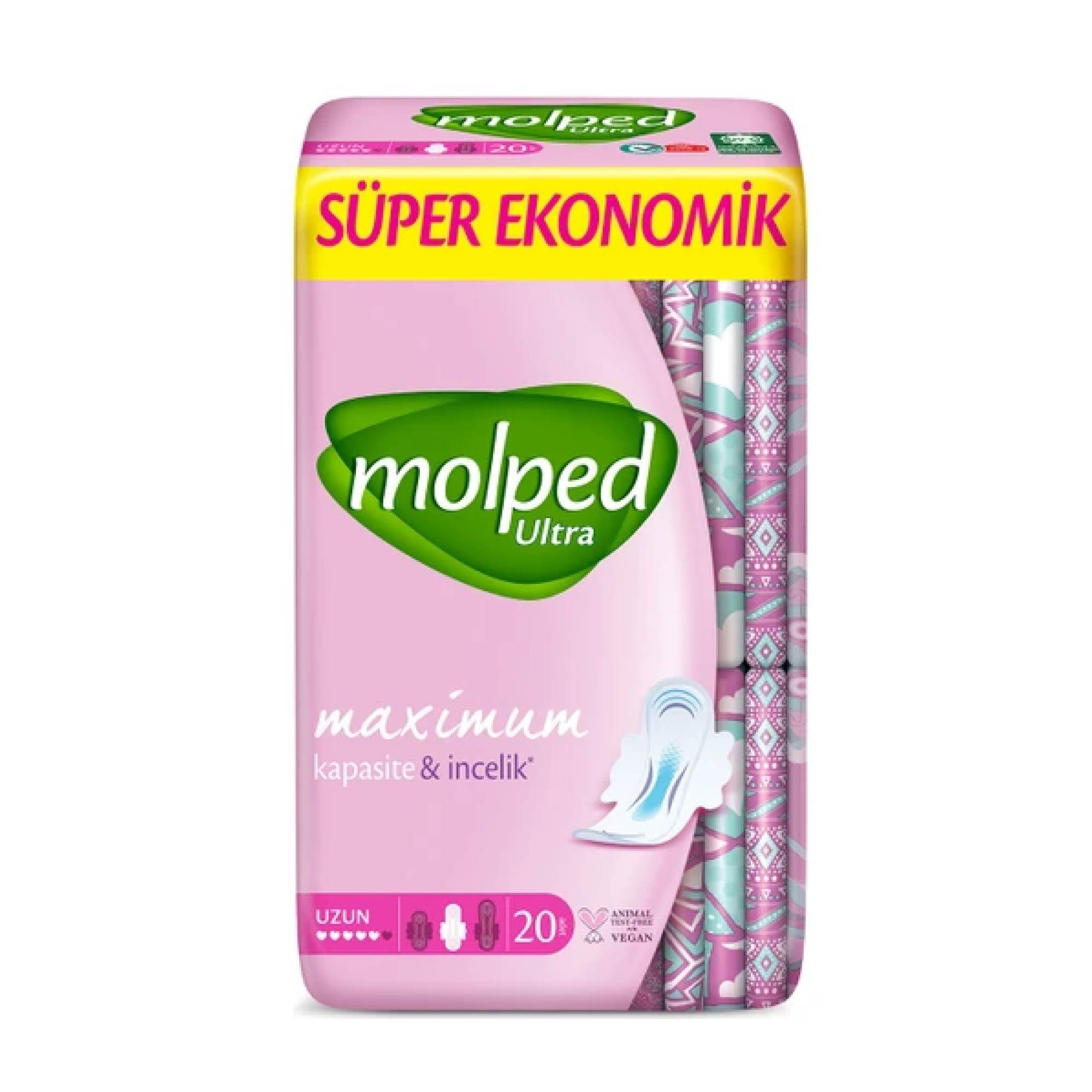 Molped Ultra Hijyenik Ped Maximum Kapasite&İncelik Uzun 20 Adet