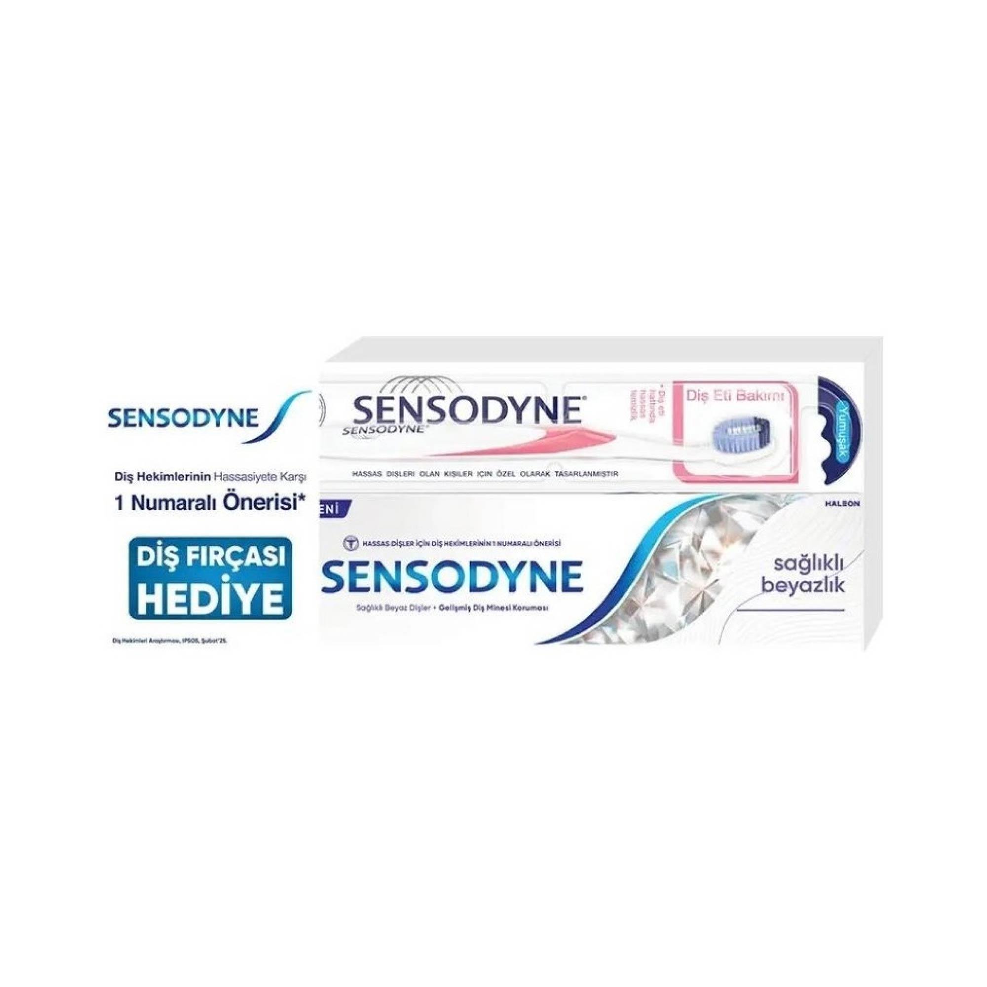 Sensodyne Sağlıklı Beyazlık Diş Macunu 75 ml + Sensodyne Diş Eti Bakımı Diş Fırçası