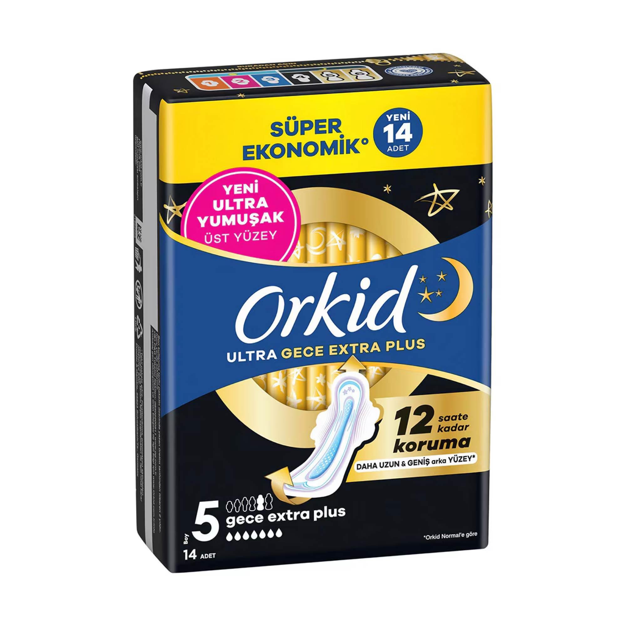 Orkid Ultra Gece Extra Plus Hijyenik Ped 5 Boy 14 Adet