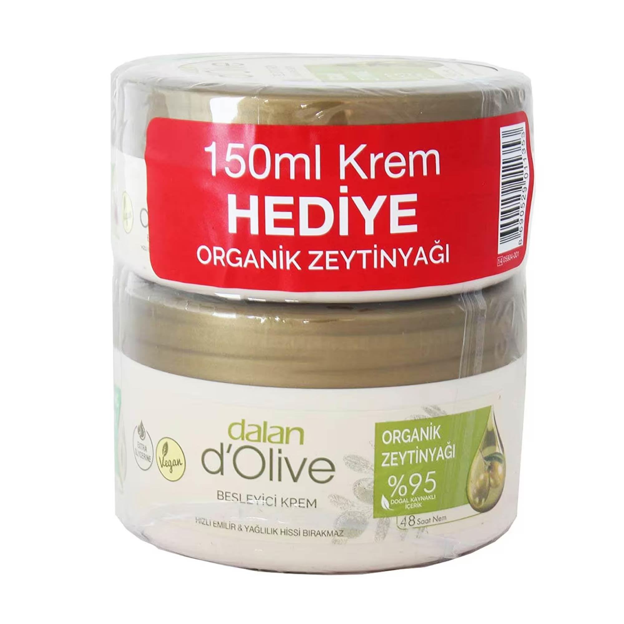 Dalan D'Olive Besleyici Organik Zeytinyağlı Kremi 250 ml + 150 ml Hediye 