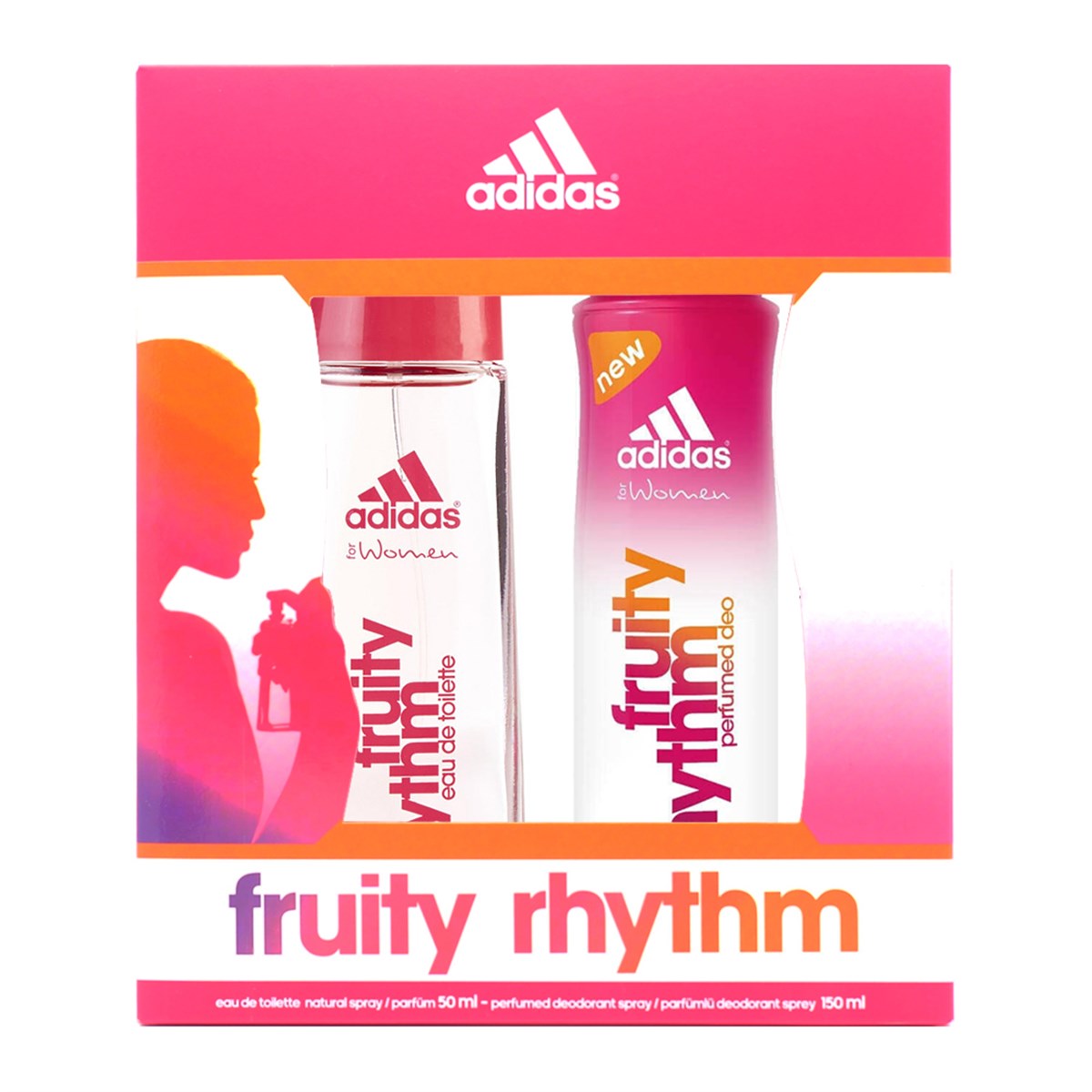 Adidas Fruity Rhythm EDT Natural Sprey For Women 50ml + Adidas Fruity Rhythm Deodorant 150ml