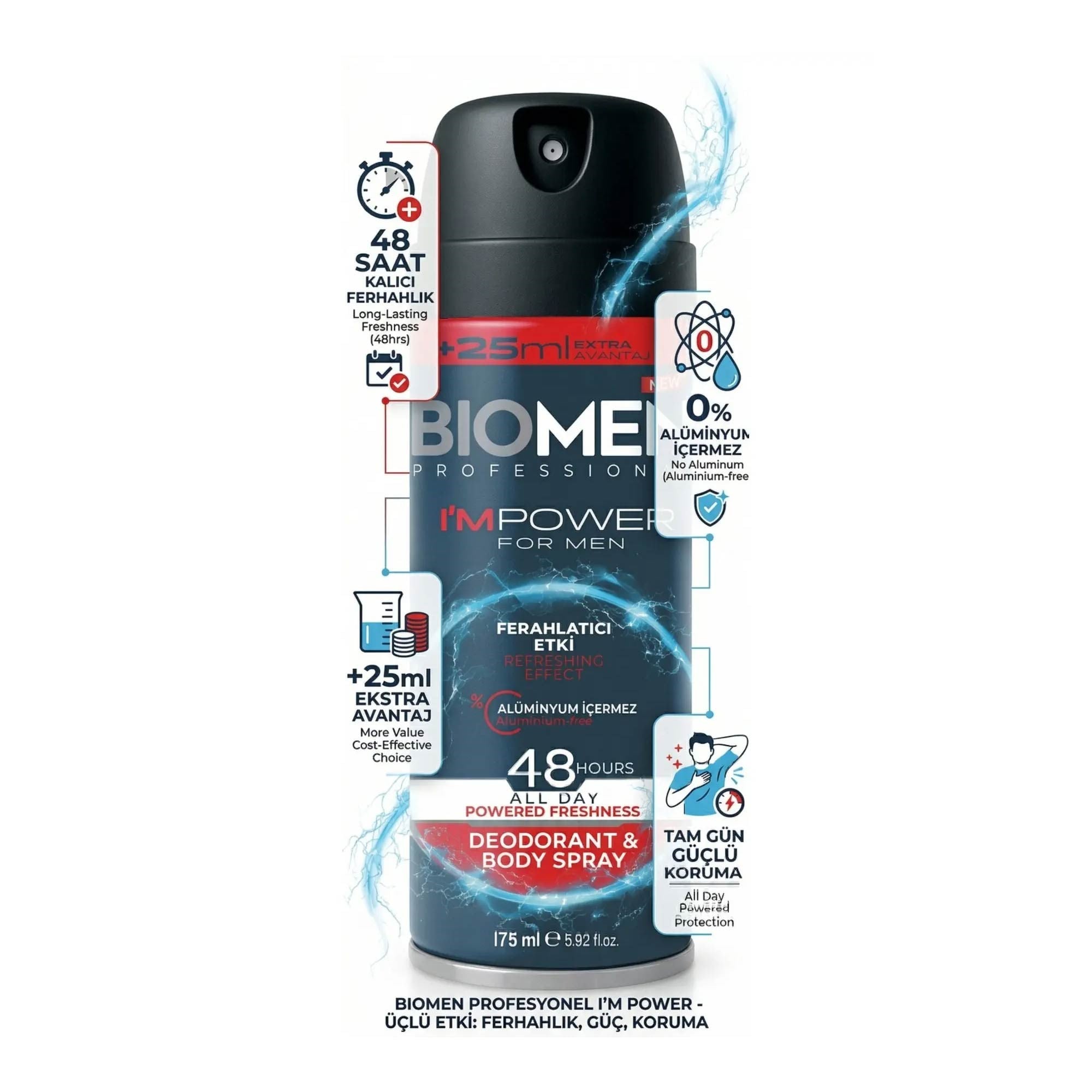 Biomen Deodorant & Body Sprey For Men Ferahlatıcı Etki I'm Power 175 ml