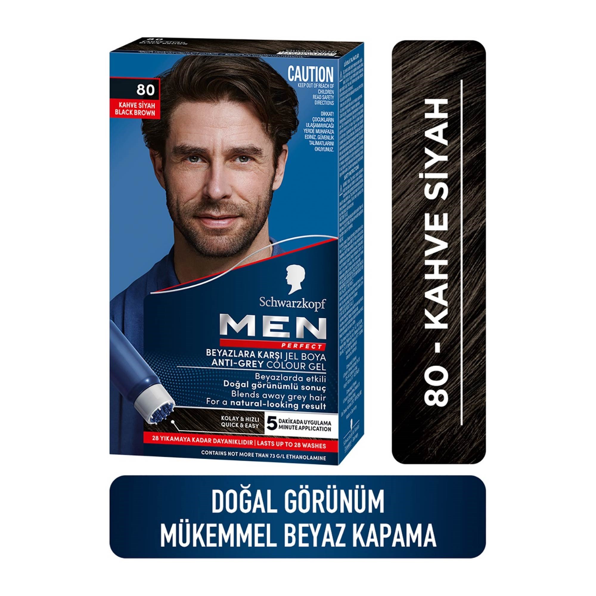 Schwarzkopf Men Perfect Beyazlara Karşı Jel Boya 80 Kahve Siyah