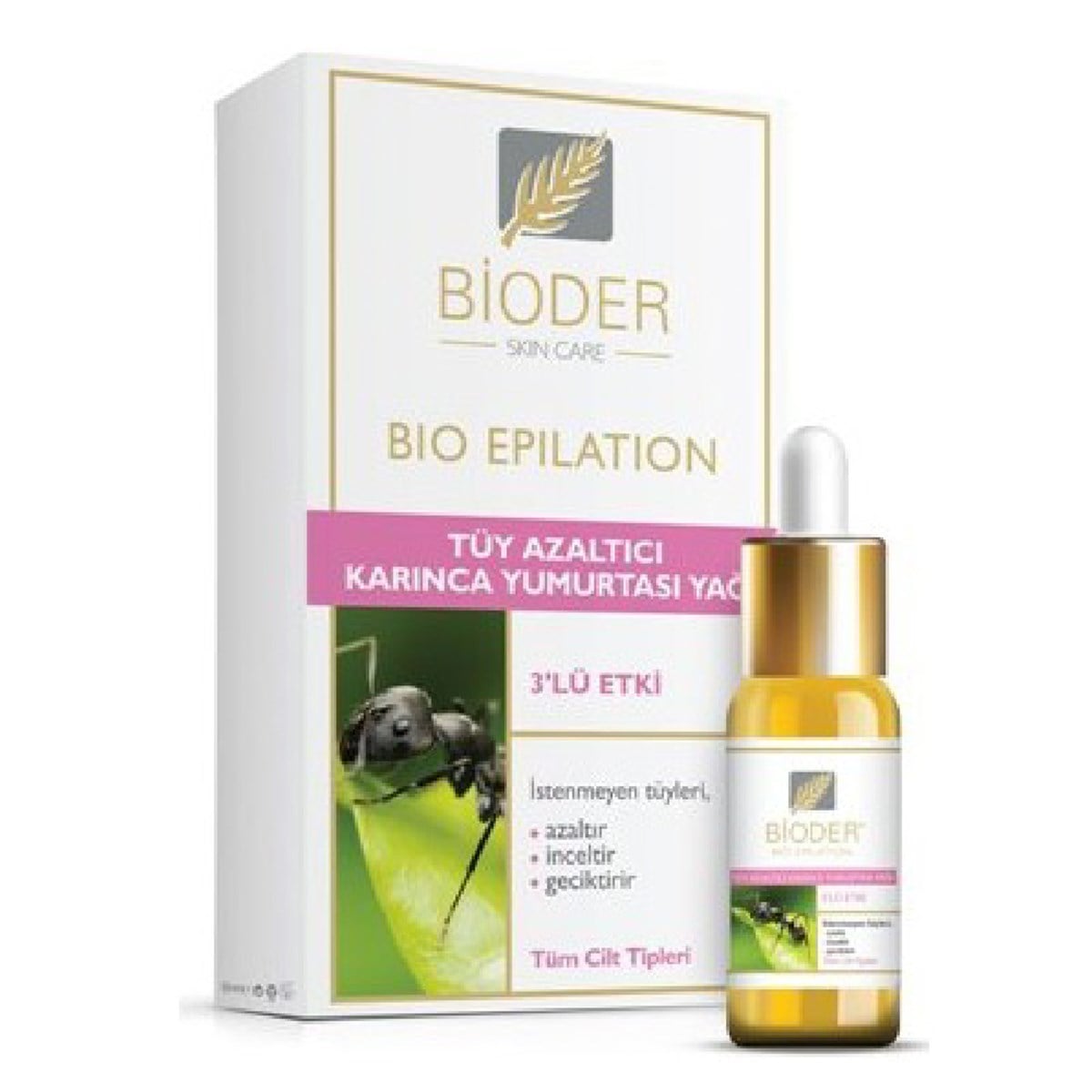Bioder Karınca Yumurtası Yağı Tüy Azaltma Etkili Tüm Cilt Tipleri 30ml