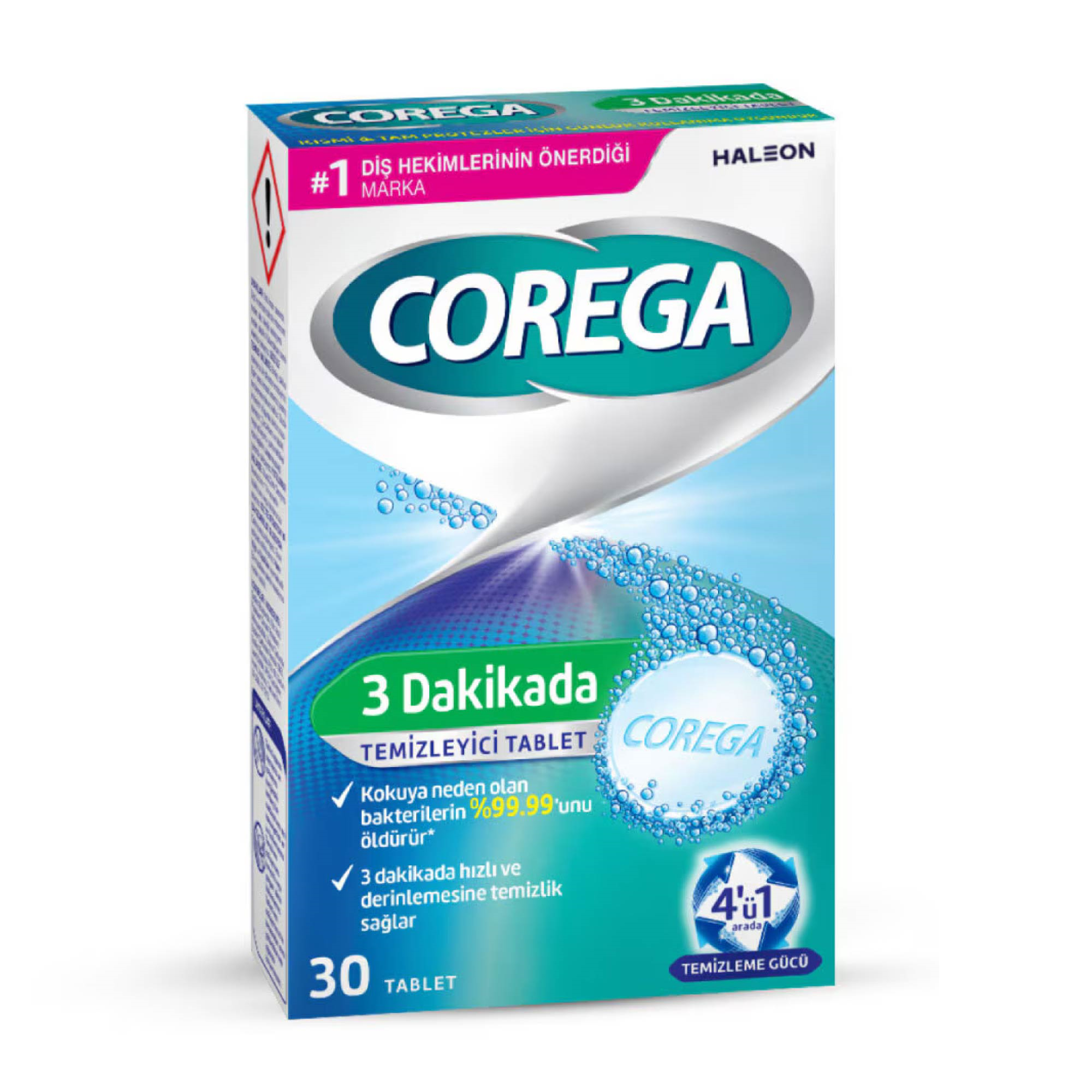Corega 3 Dakikada Diş Protezi Temizleyici 30 Tablet