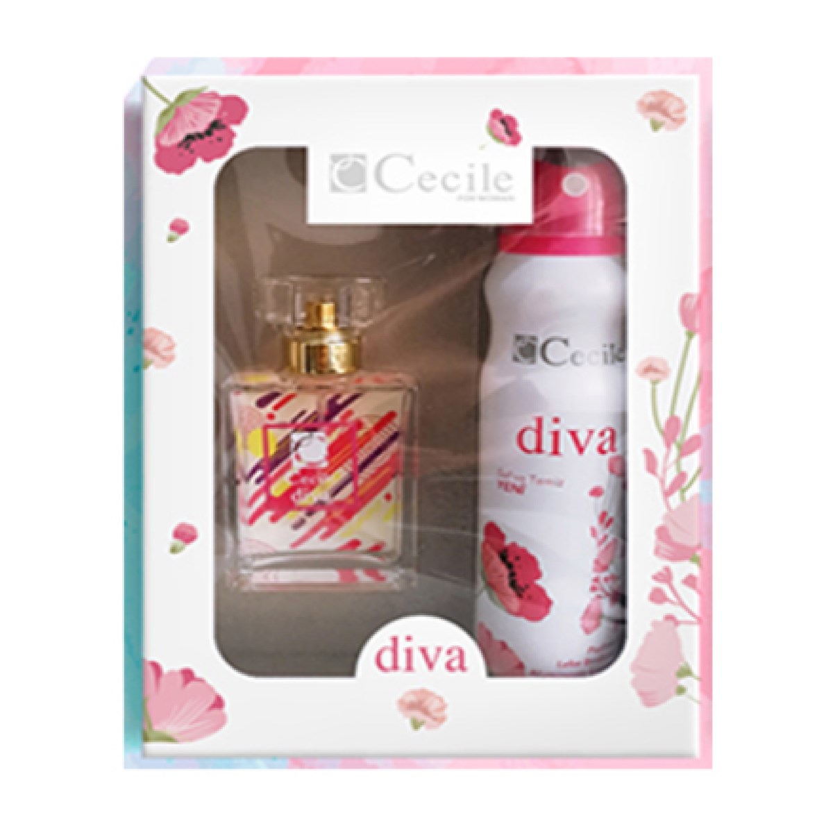 Cecile Diva EDT Parfüm 100ml + Cecile Diva Deodorant 150 ml - Platin