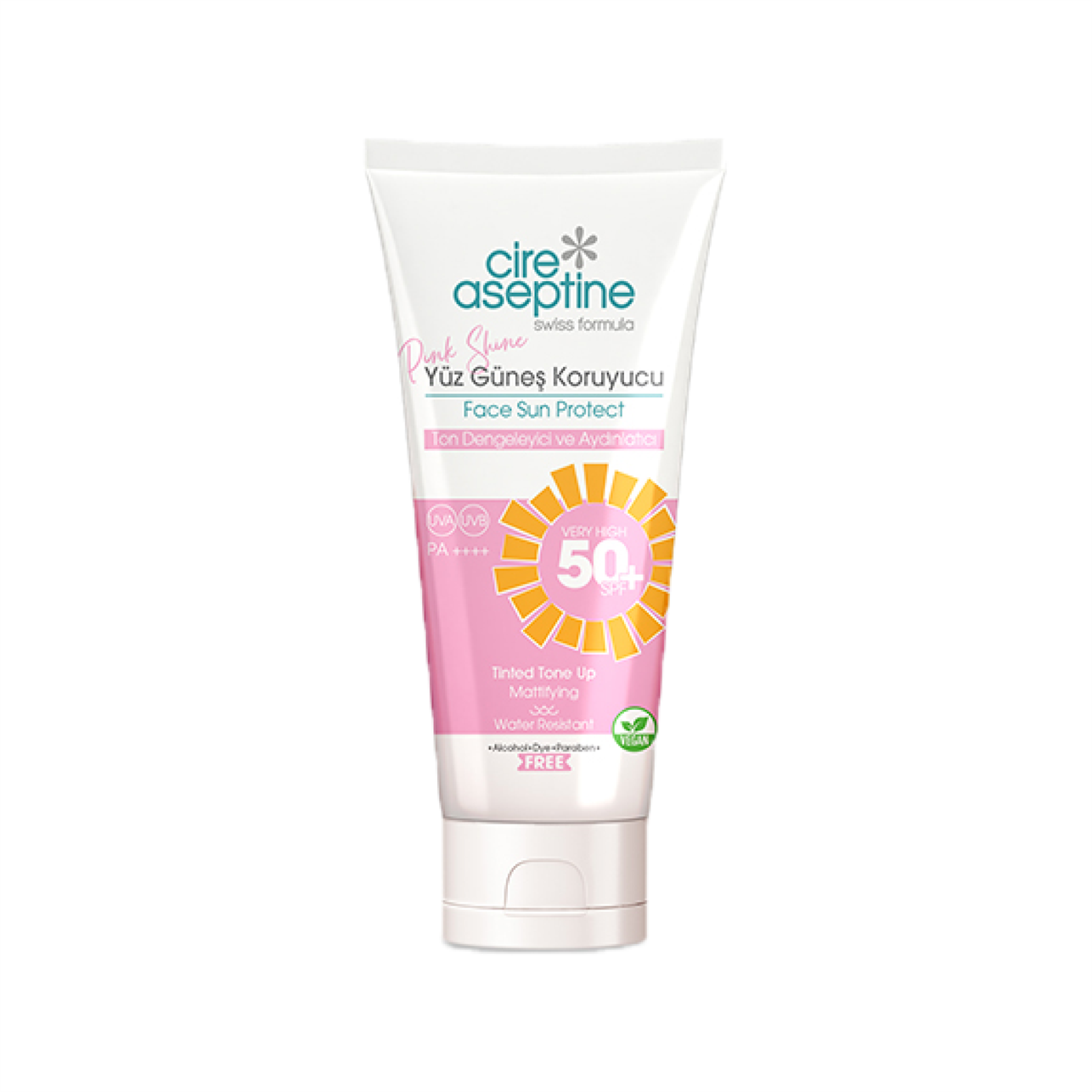 Cire Aseptine Sun Face Yüz Güneş Koruyucu Krem Pink Shine Spf 50+ Ton Dengeleyici Ve Aydınlatıcı 50 ml