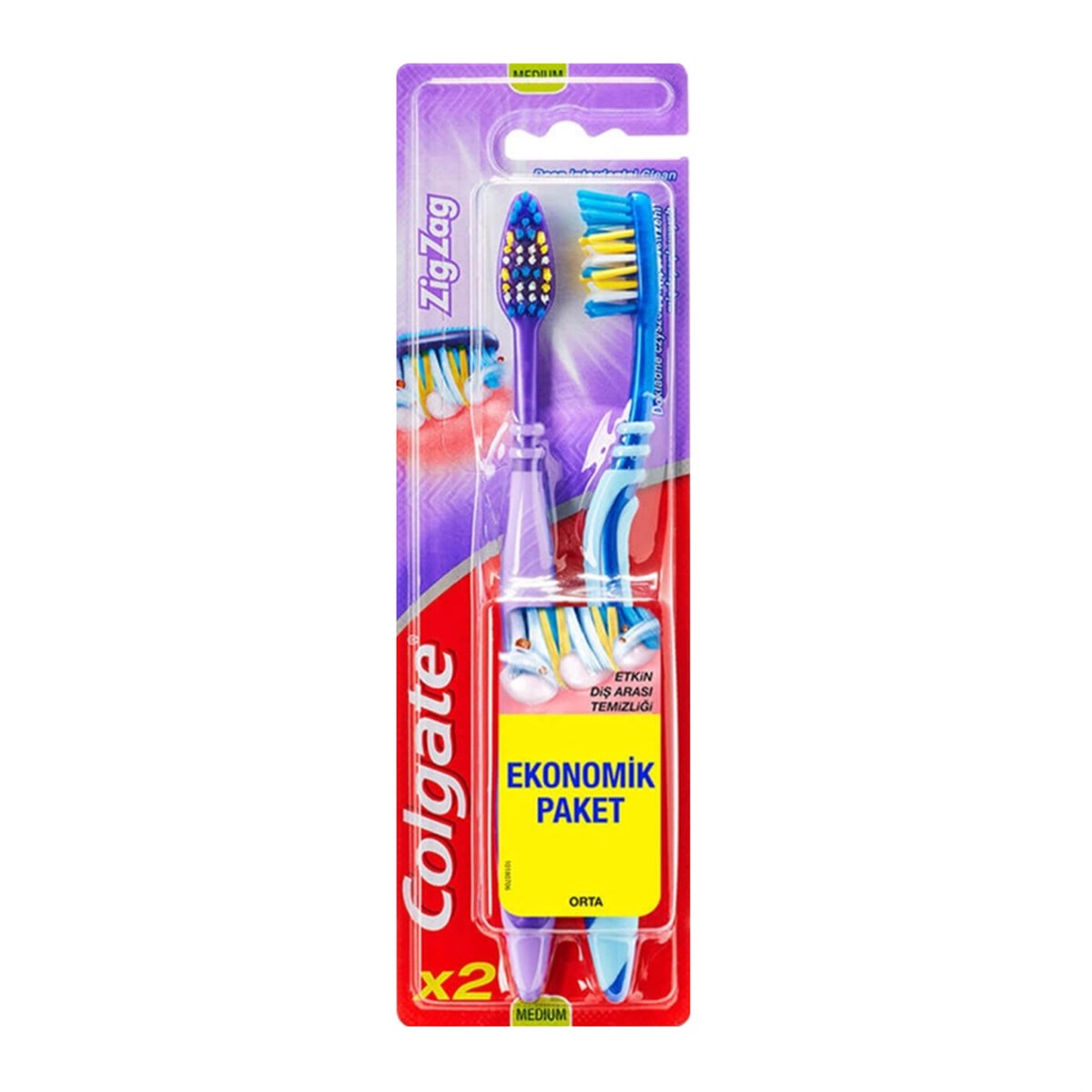 Colgate Diş Fırçası ZigZag 2'li Ekonomik Paket Medium/Orta - Platin