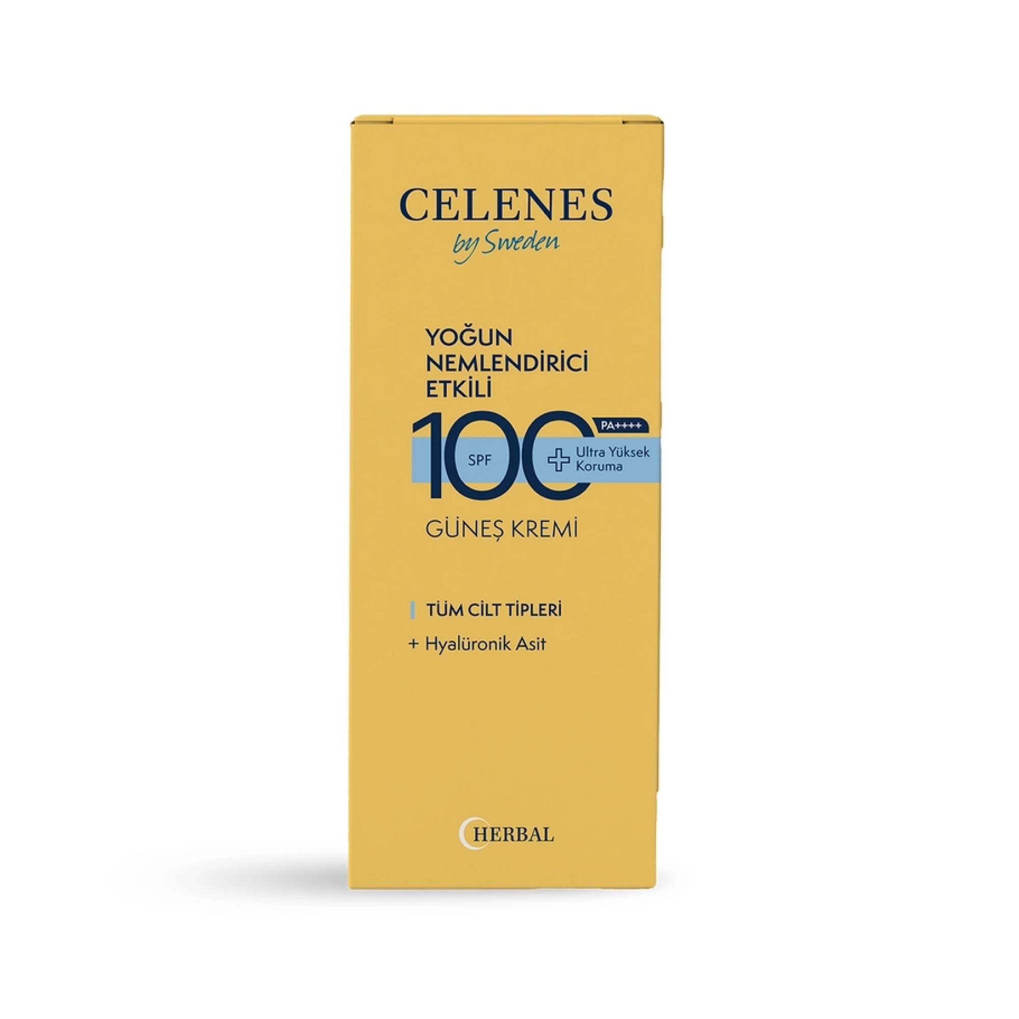 Celenes Sunscreen Cream Güneş Koruyucu Krem SPF 100 Max Yüksek Koruma Tüm Cilt Tipleri 50 ml 