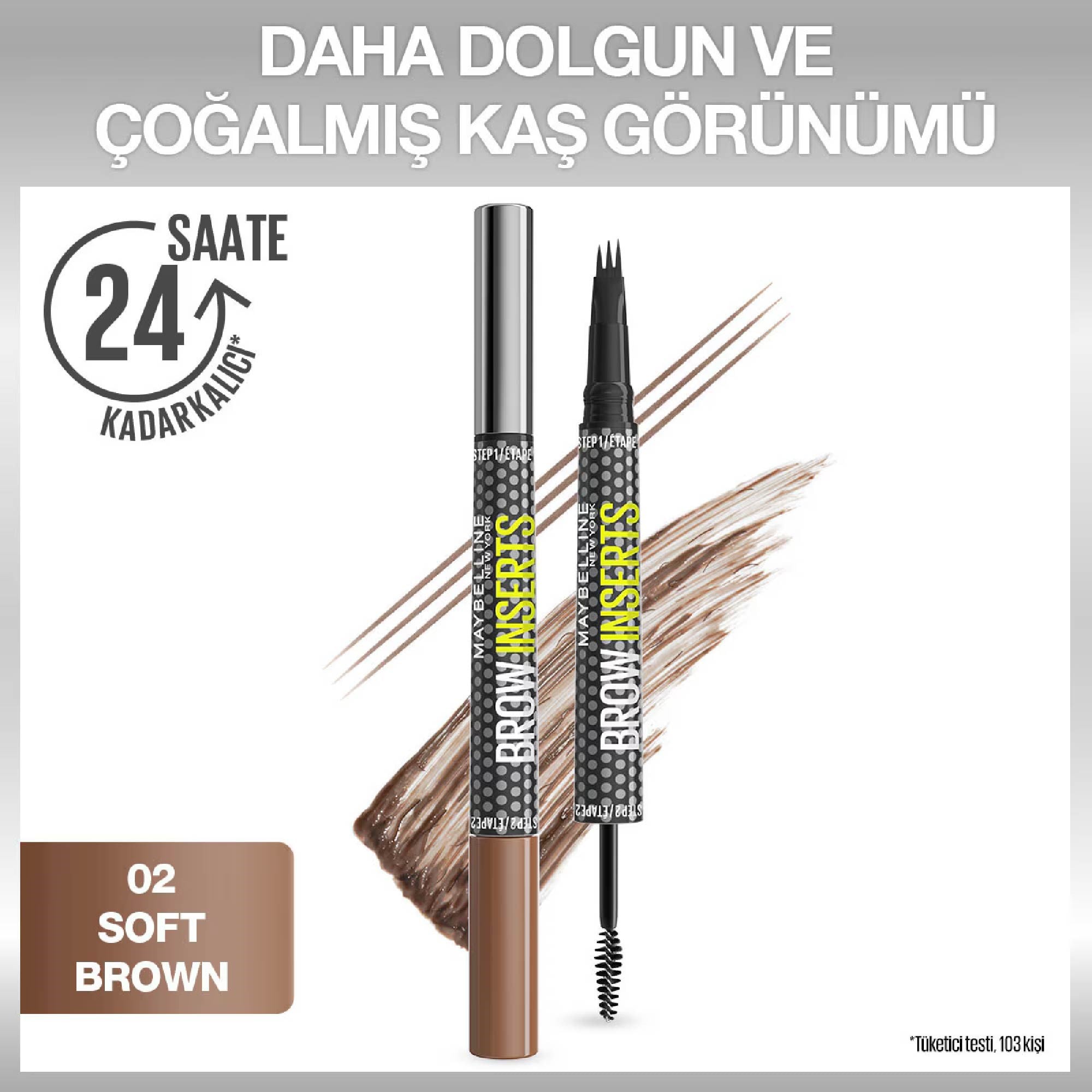 Maybelline New York Brow Insert Çift Uçlu Kaş Kalemi 02 Soft Brown