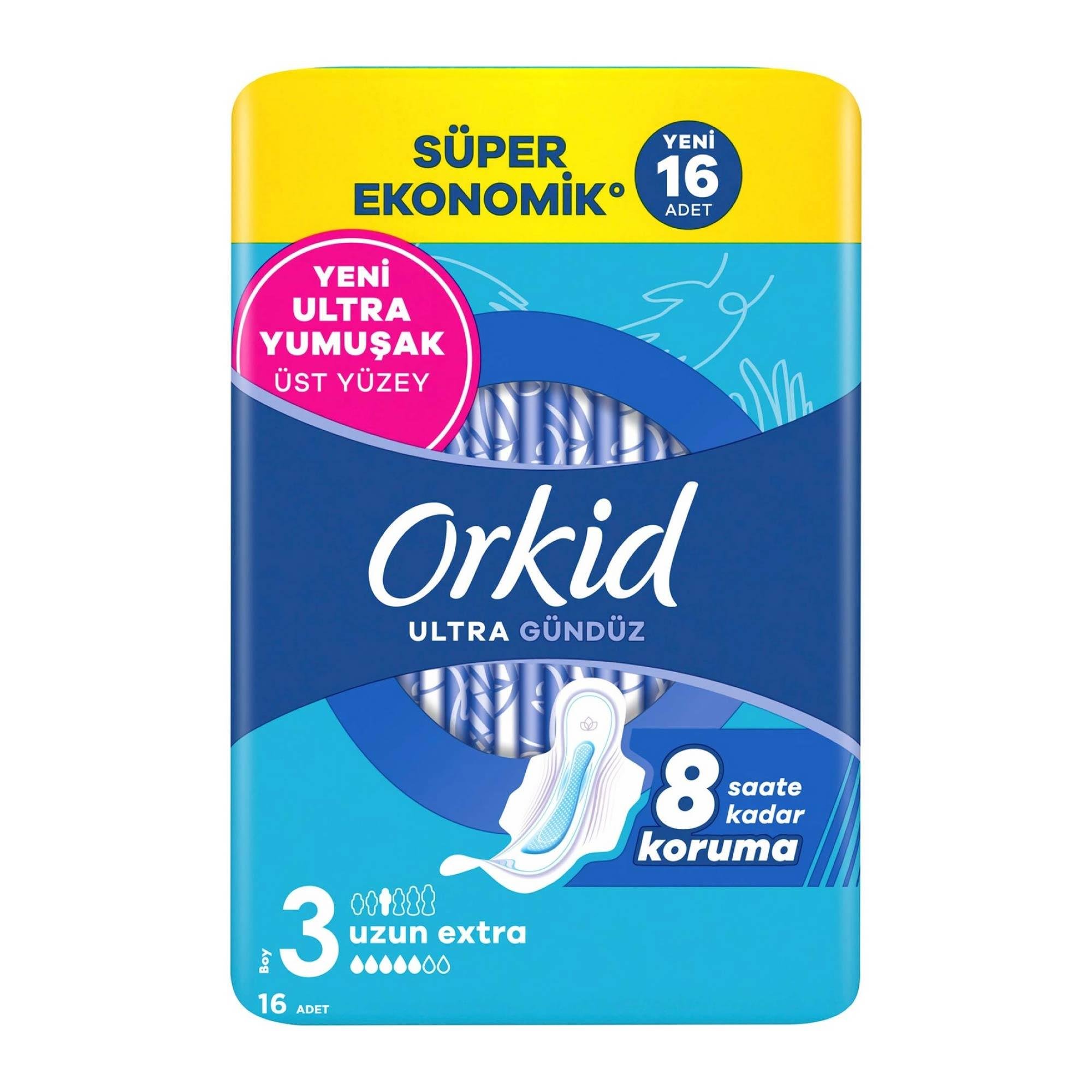 Orkid Ultra Gündüz Uzun Extra Hijyenik Ped 3 Boy 16 Adet