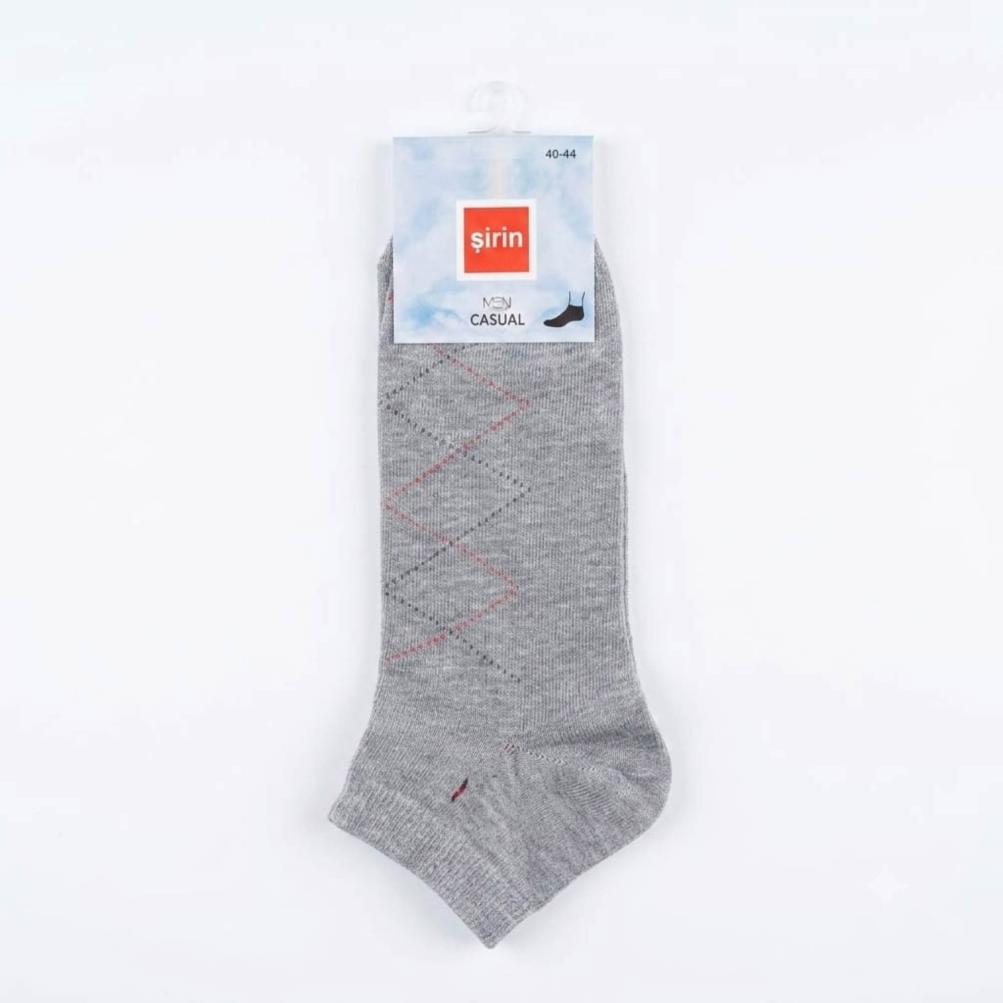 Şirin Patik Casual Ter Emici Çorap Kare Desenli Gri Erkek 7010