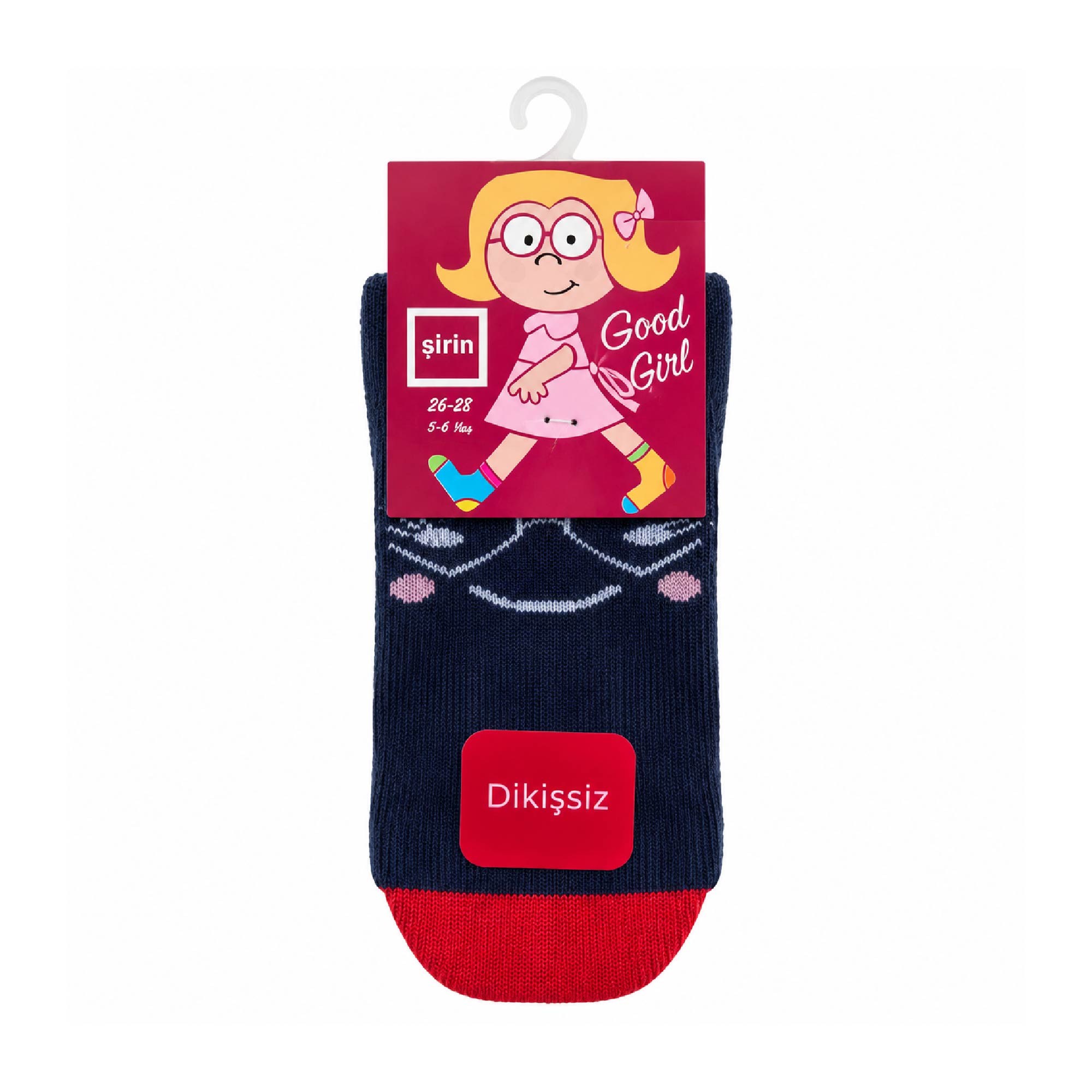 Şirin Dikişsiz Çorap Lacivert  Kız Çocuk  Desenli 5-6 Yaş (26-28 cm) 1305