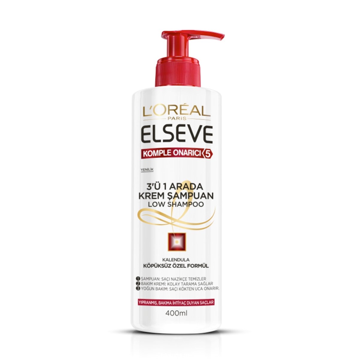 Elseve 3'ü 1 Arada Krem Şampuan Komple Onarıcı 5 400 ml - Platin