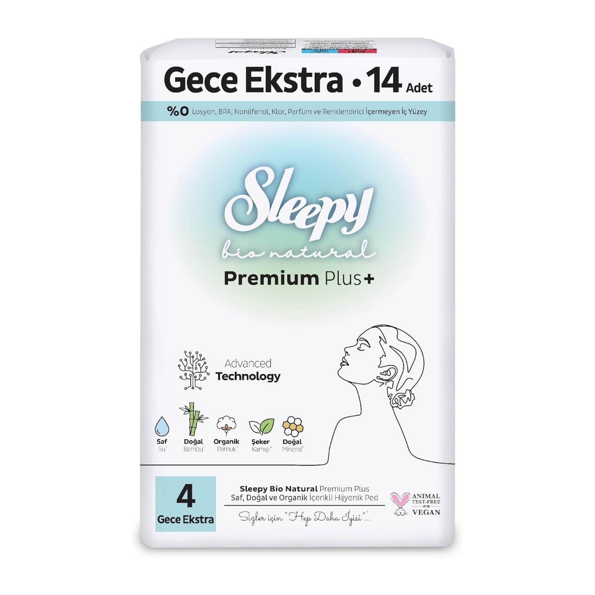 Sleepy Bio Natural Premium Plus Gece Ekstra 14 Adet Ped