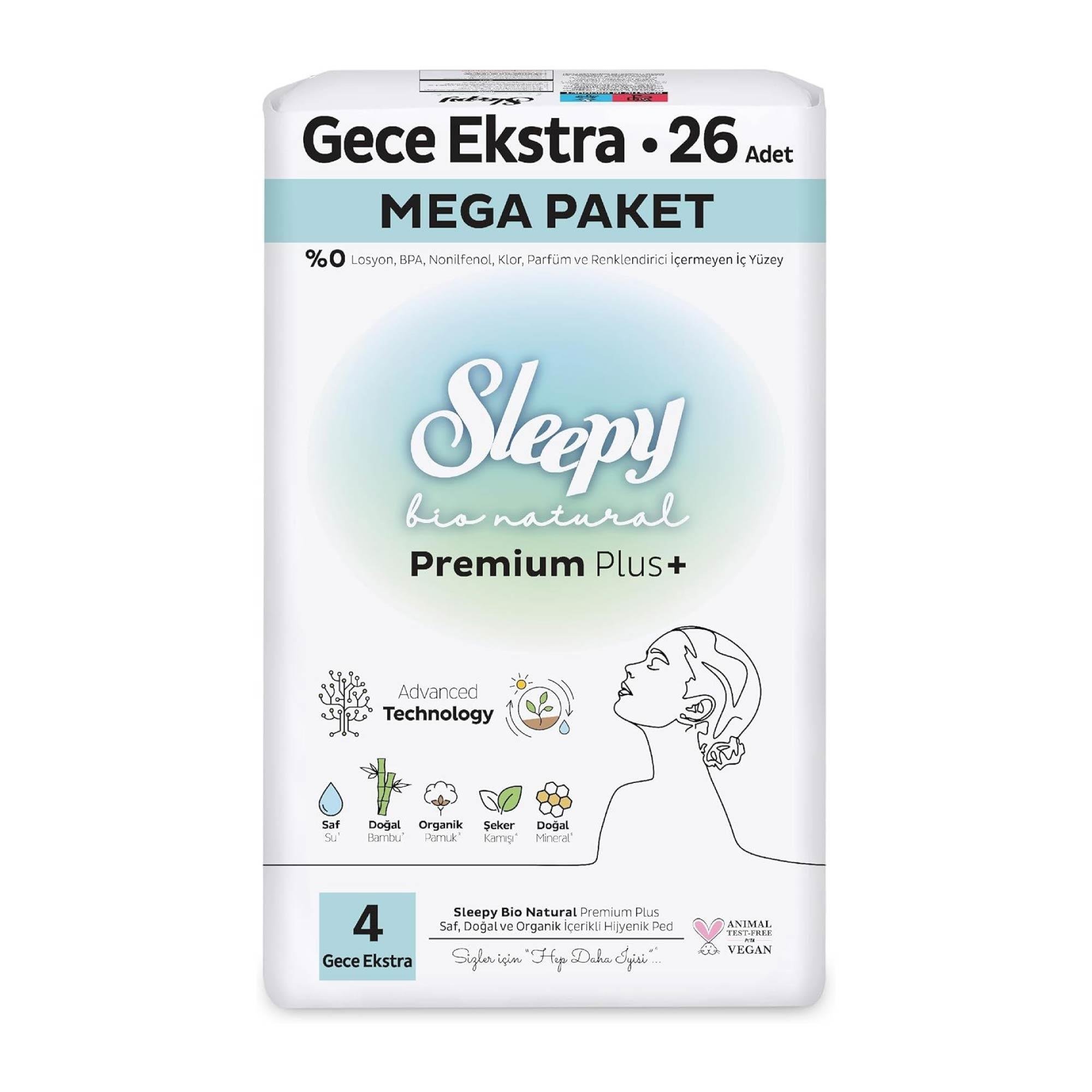 Sleepy Bio Natural Premium Plus Gece Ekstra 26 Adet Ped