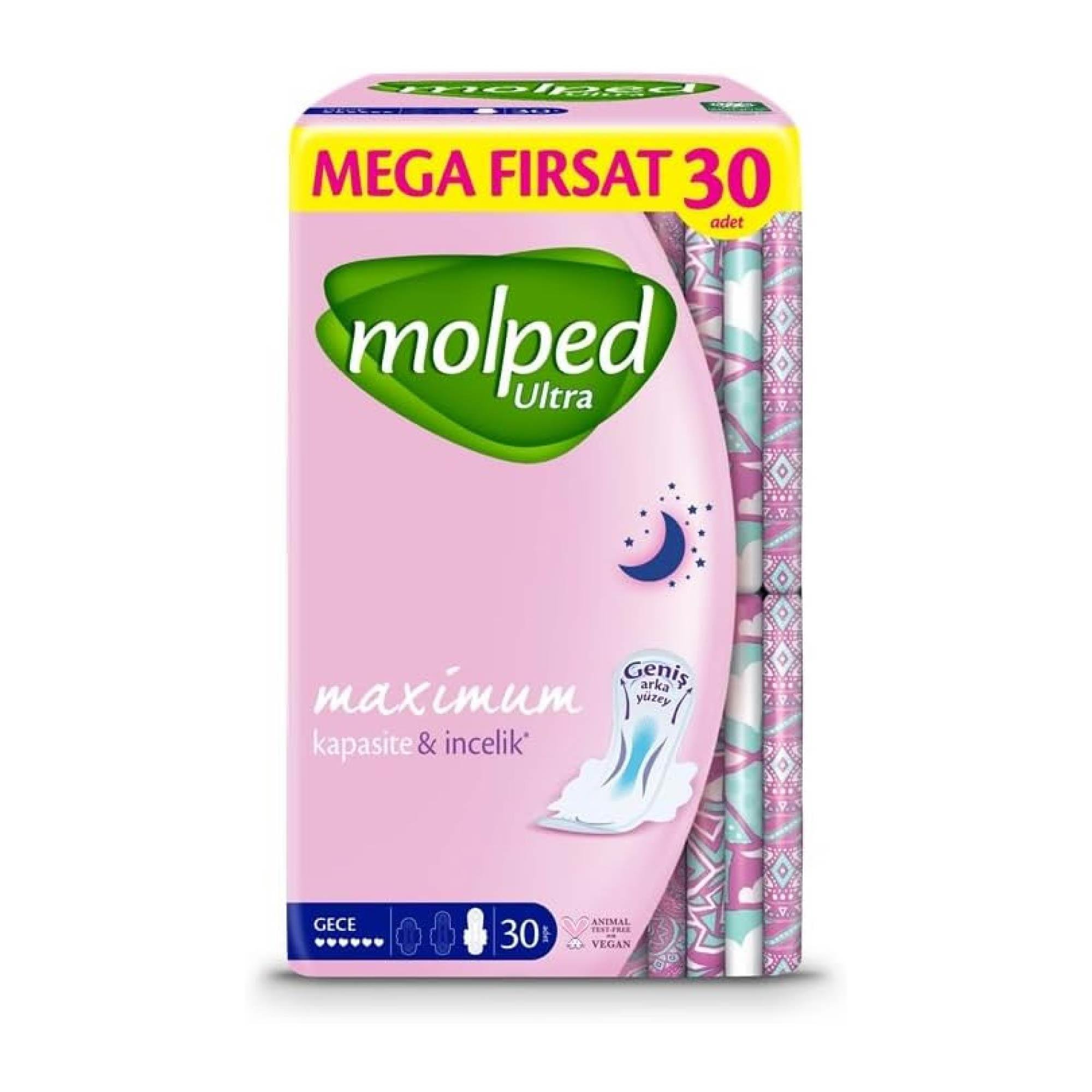 Molped Ultra Hijyenik Ped Maximum Kapasite&İncelik Gece 30 Adet