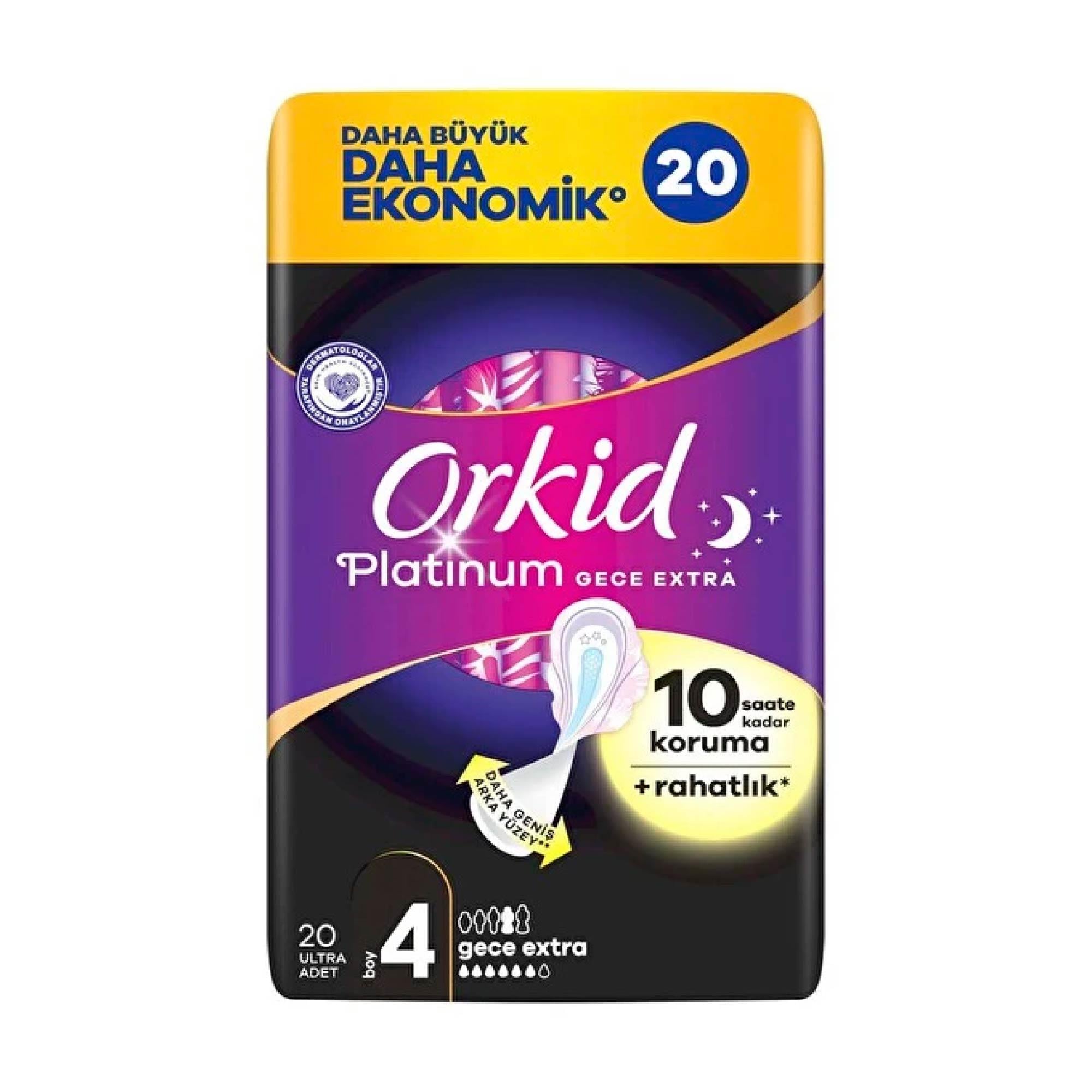 Orkid Platinum Hijyenik Ped Ultra Gece Extra 20'li