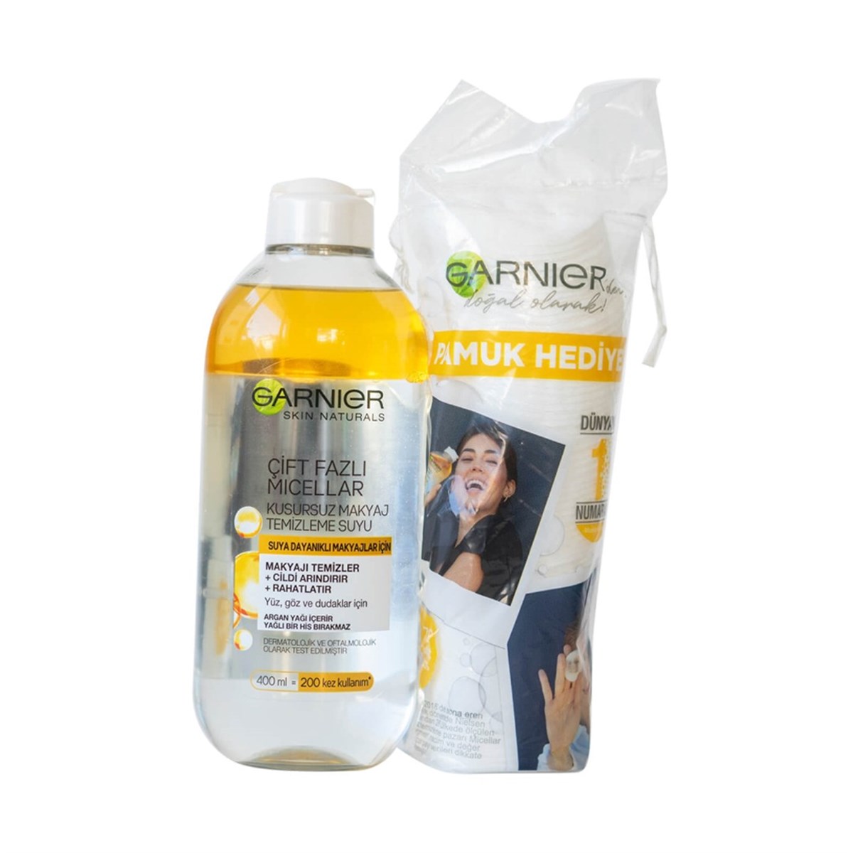 Garnier Micellar Çift Fazlı Kusursuz Makyaj Temizleme Suyu Pamuk Hediyeli