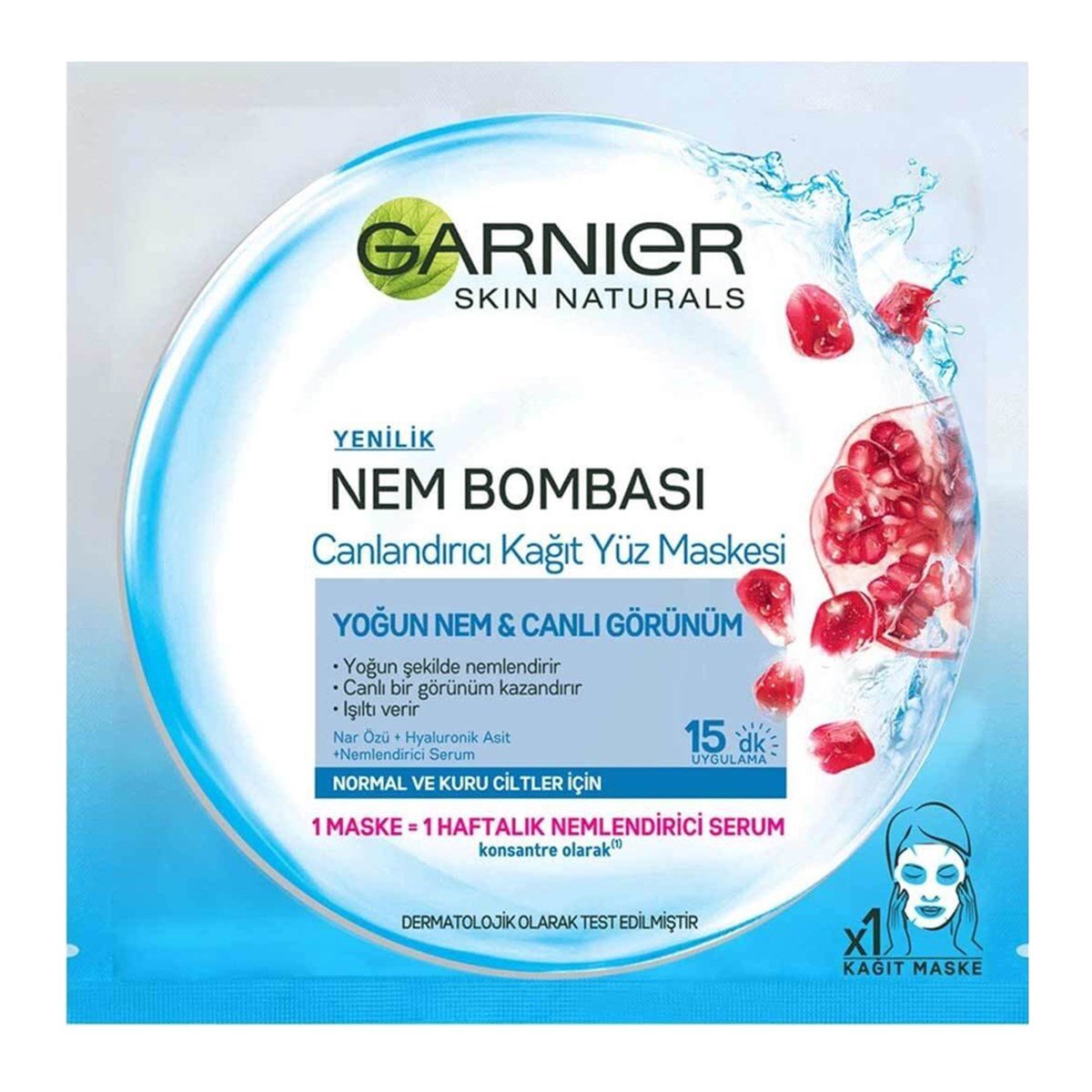 Garnier Nem Bombası Canlandırıcı Kağıt Yüz Maskesi / Normal ve Kuru Ciltler  - Platin