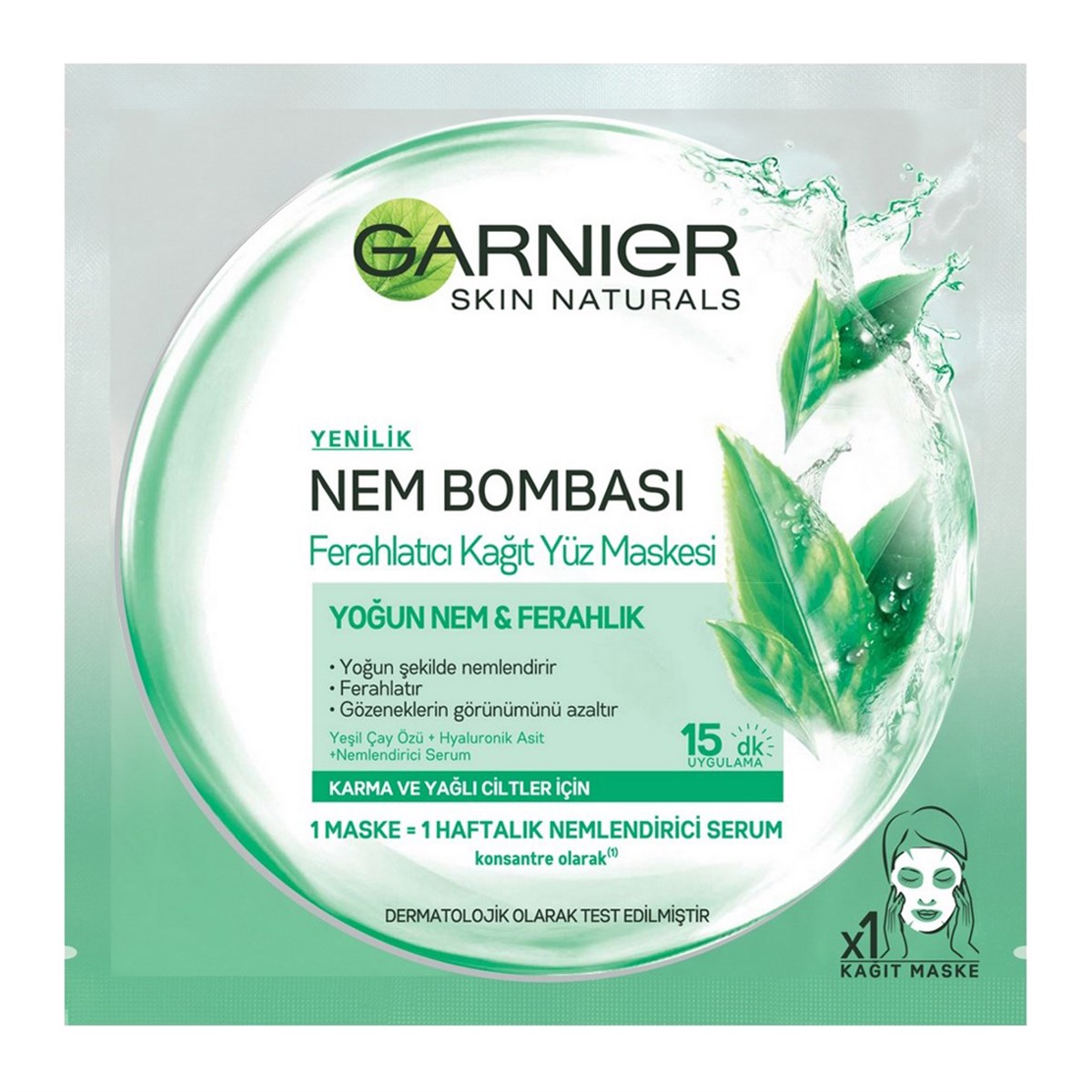 Garnier Nem Bombası Ferahlatıcı Kağıt Yüz Maskesi / Karma ve Yağlı Ciltler  - Platin