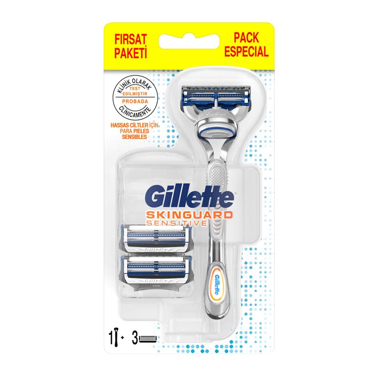 Gillette Skinguard Sensitive Hassas Ciltler İçin Makine +3 Yedek Bıçak 