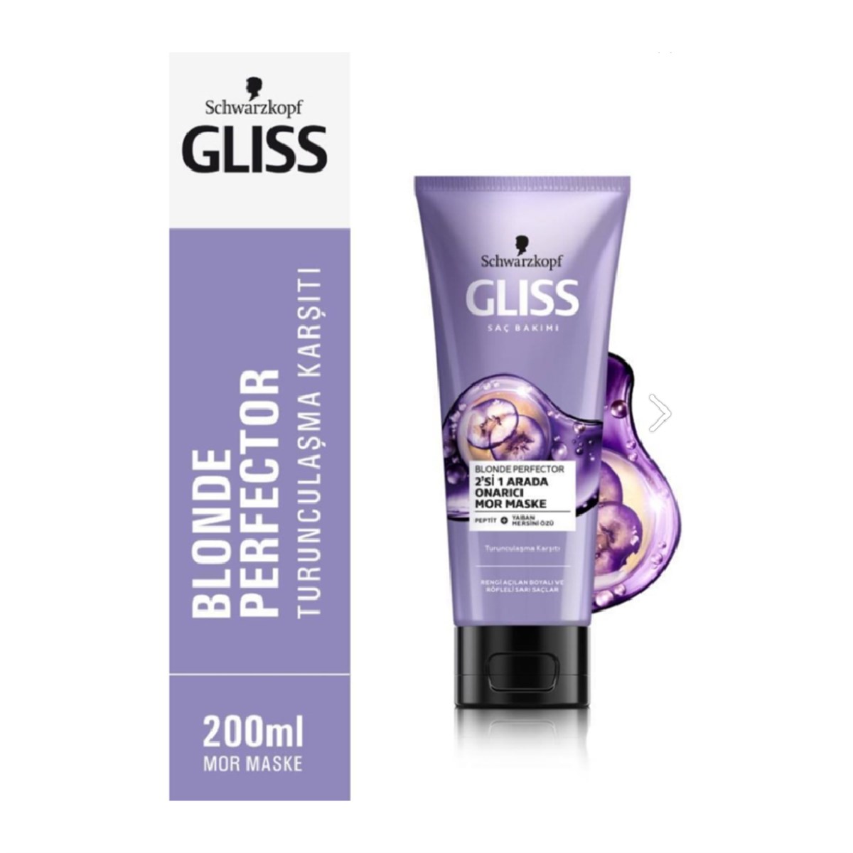 Gliss Mor Maske 2'si 1 Arada Onarıcı 200ml
