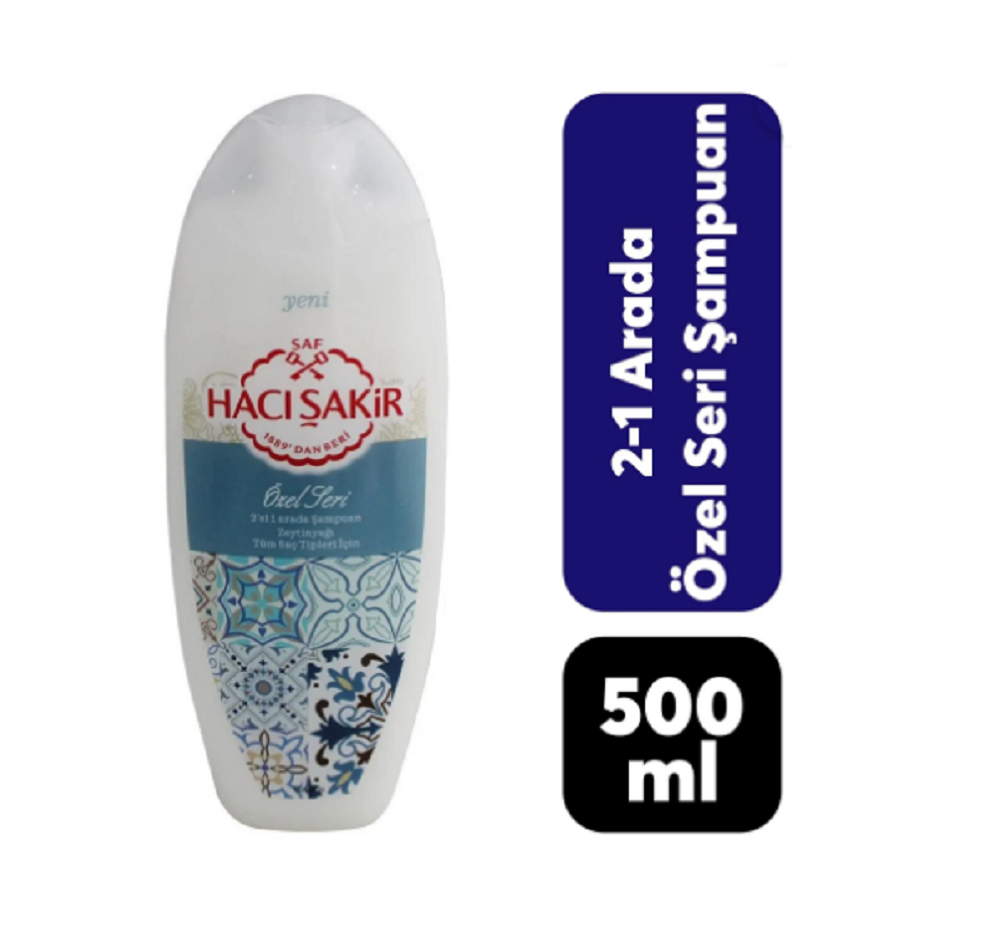 Hacı Şakir Şampuan 2'si 1 Arada Zeytinyağlı Tüm Saç Tipleri 500ml 