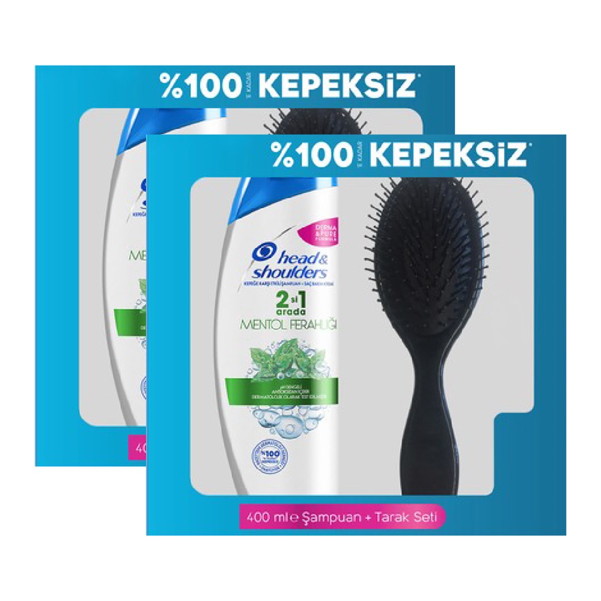 Head&Shoulders Şampuan 2in1 Mentol Ferahlığı 400 ml+Tarak Hediyeli x2 Adet