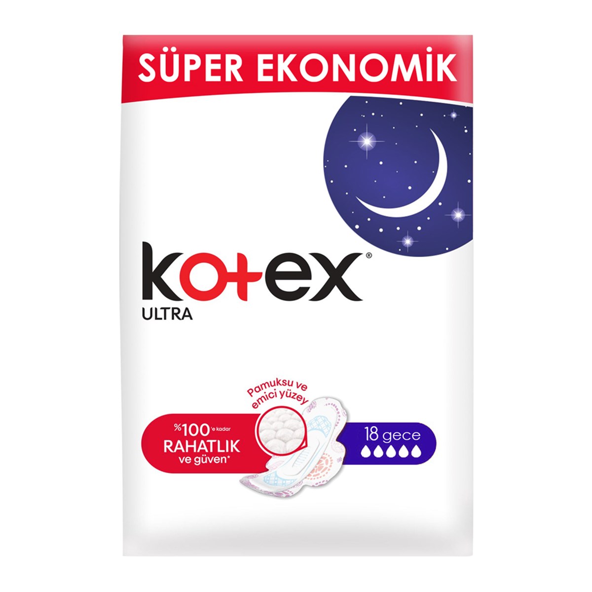Kotex Ultra Gece 18'li Süper Ekonomik Paket