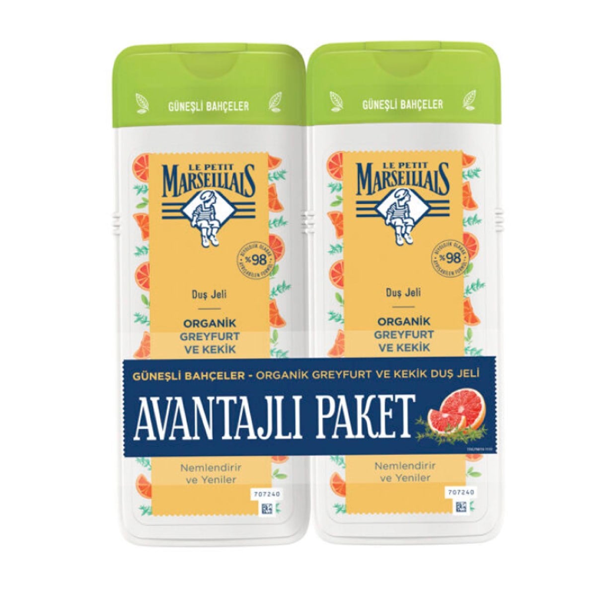 Le Petit Marseillais Duş Jeli Organik Greyfurt ve Kekik 400ml+400ml