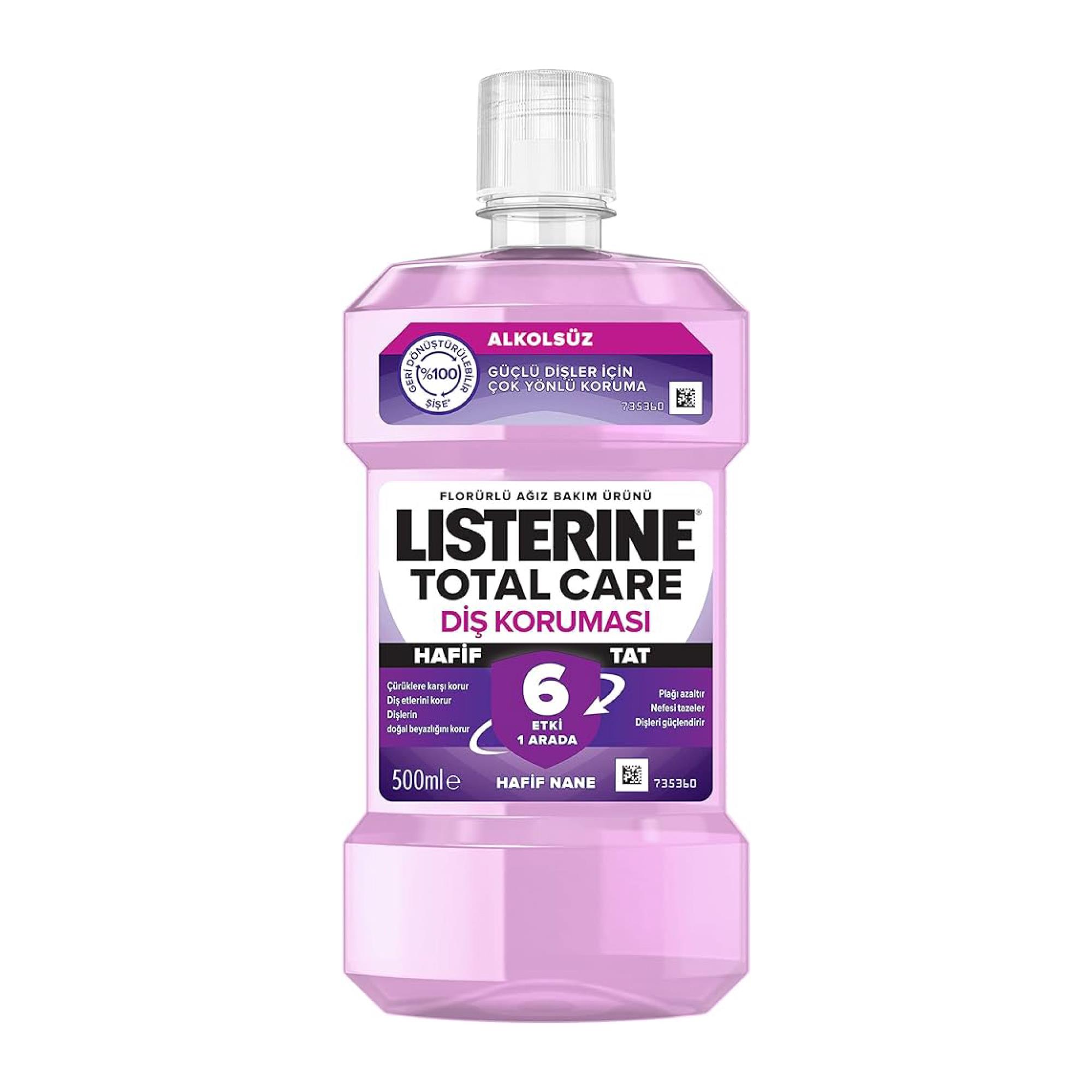 Listerine Ağız Bakım Suyu Total Care  Diş Koruması Hafif Tat 500 ml