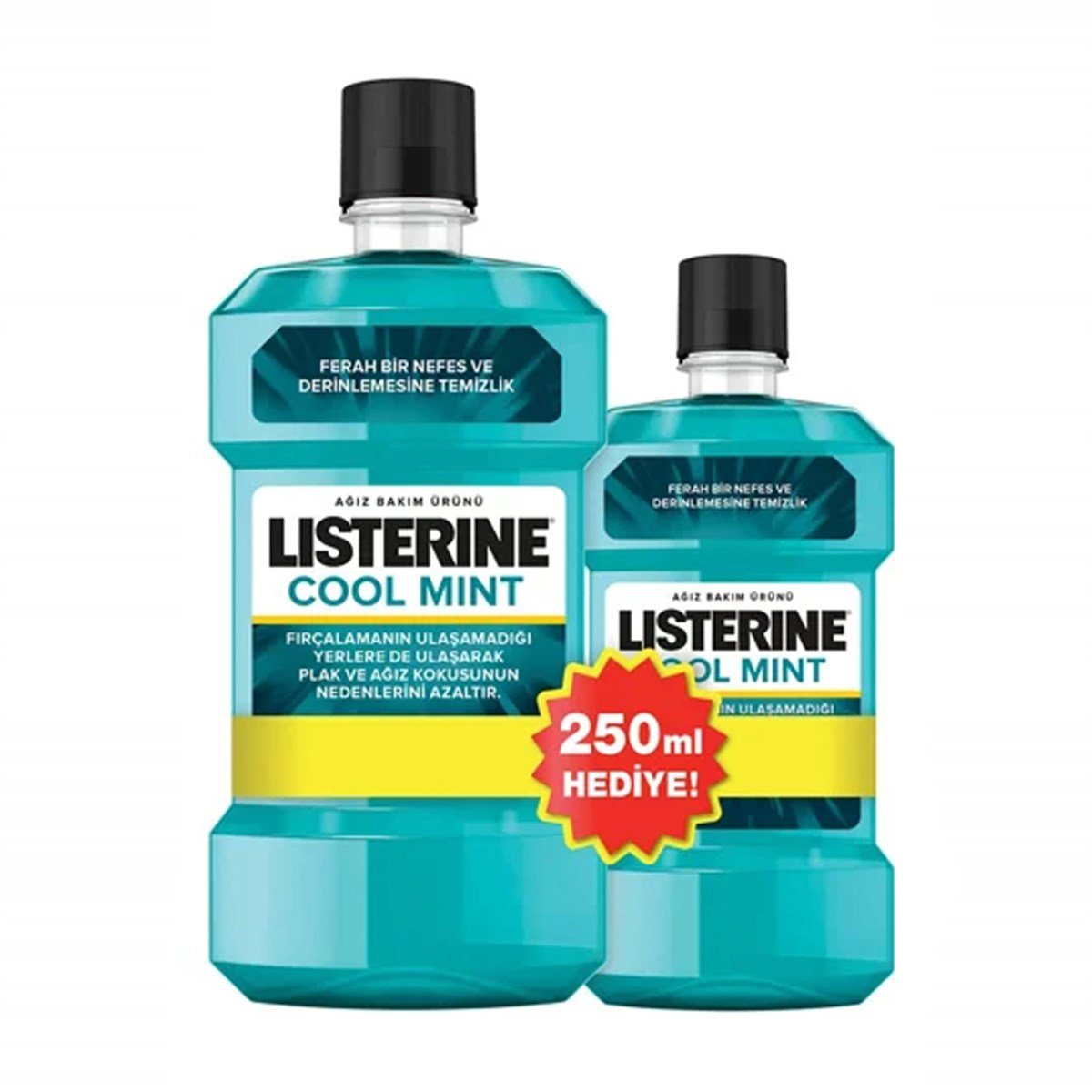 Listerine Cool Mint Ağız Bakım Suyu 500ml+Listerine Cool Mint Ağız Bakım Suyu 250ml Hediye