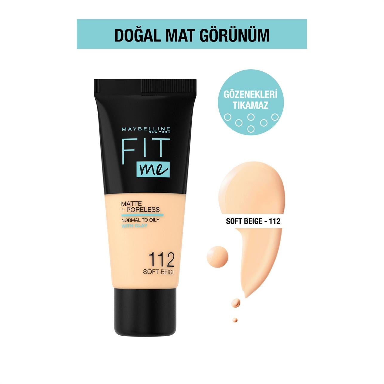 Maybelline New York Fit Me Matte Poreless Fondöten Soft Beige No:112 