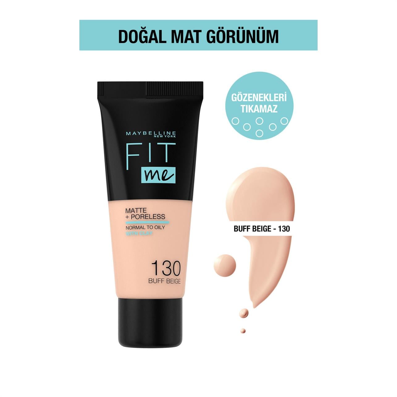 Maybelline New York Fit Me Matte&Poreless Fondöten Buff Beige 130