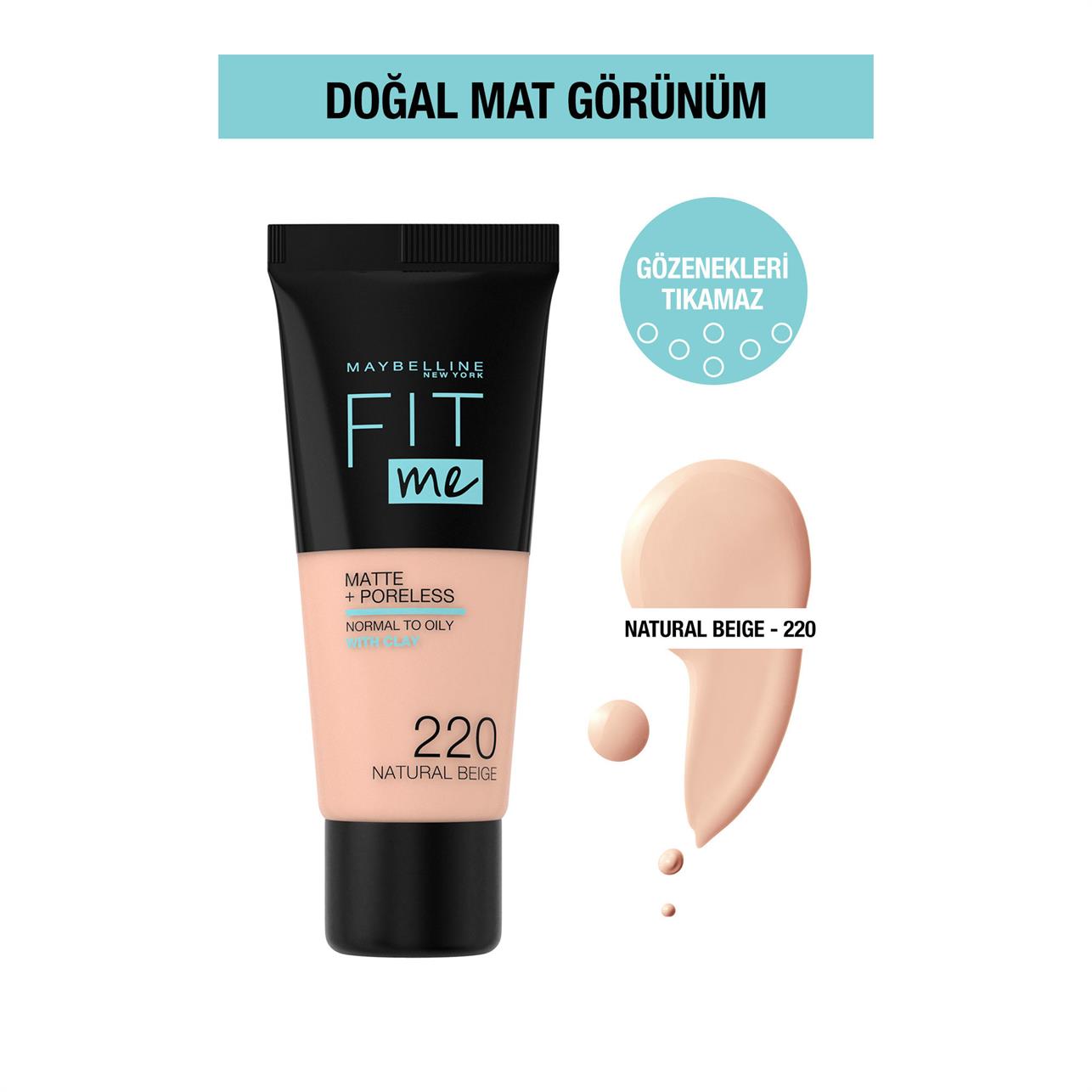 Maybelline New York Fit Me Matte&Poreless Fondöten Natural Beige 220