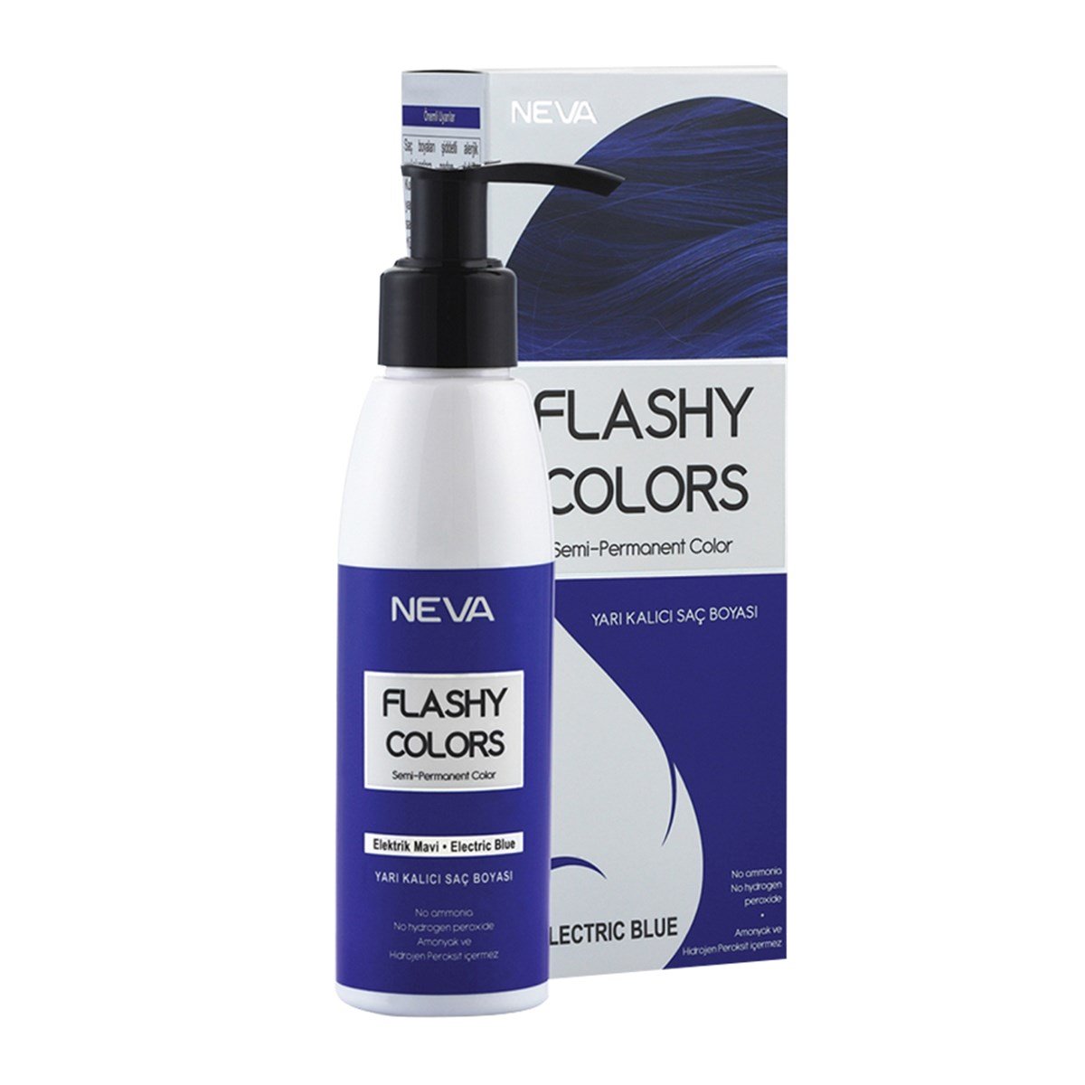 Neva Flashy Colors Yarı Kalıcı Saç Boyası Elektrik Mavi 100 ml - Platin
