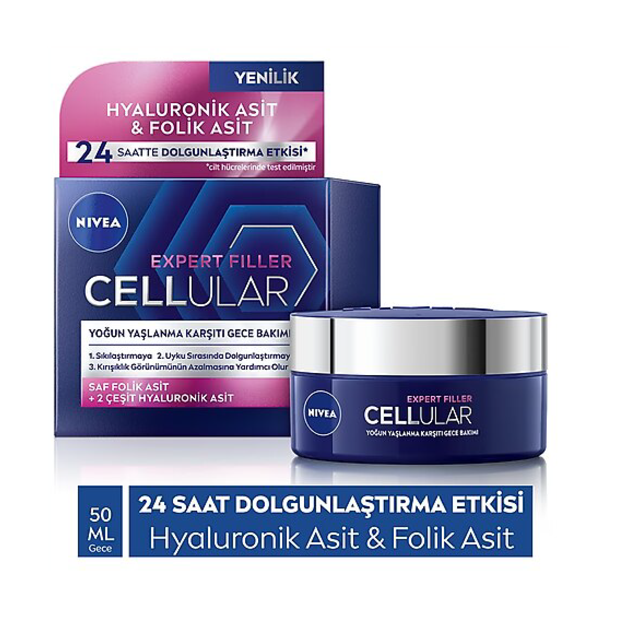 Nivea Expert Filler Cellular Gelişmiş Yaşlanma Karşıtı Gece Kremi 50 ml