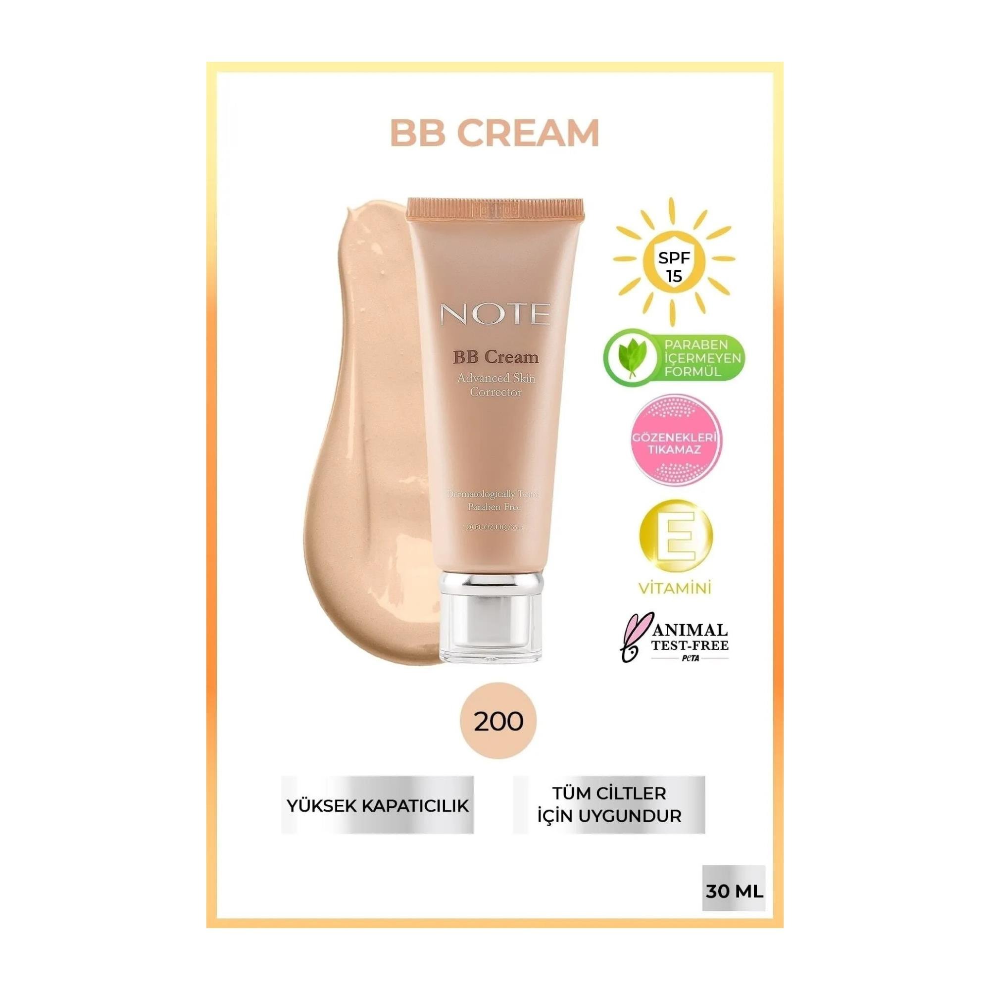 Note BB Cream Advanced Skin Corrector BB Krem n'200 Soft Ivory	