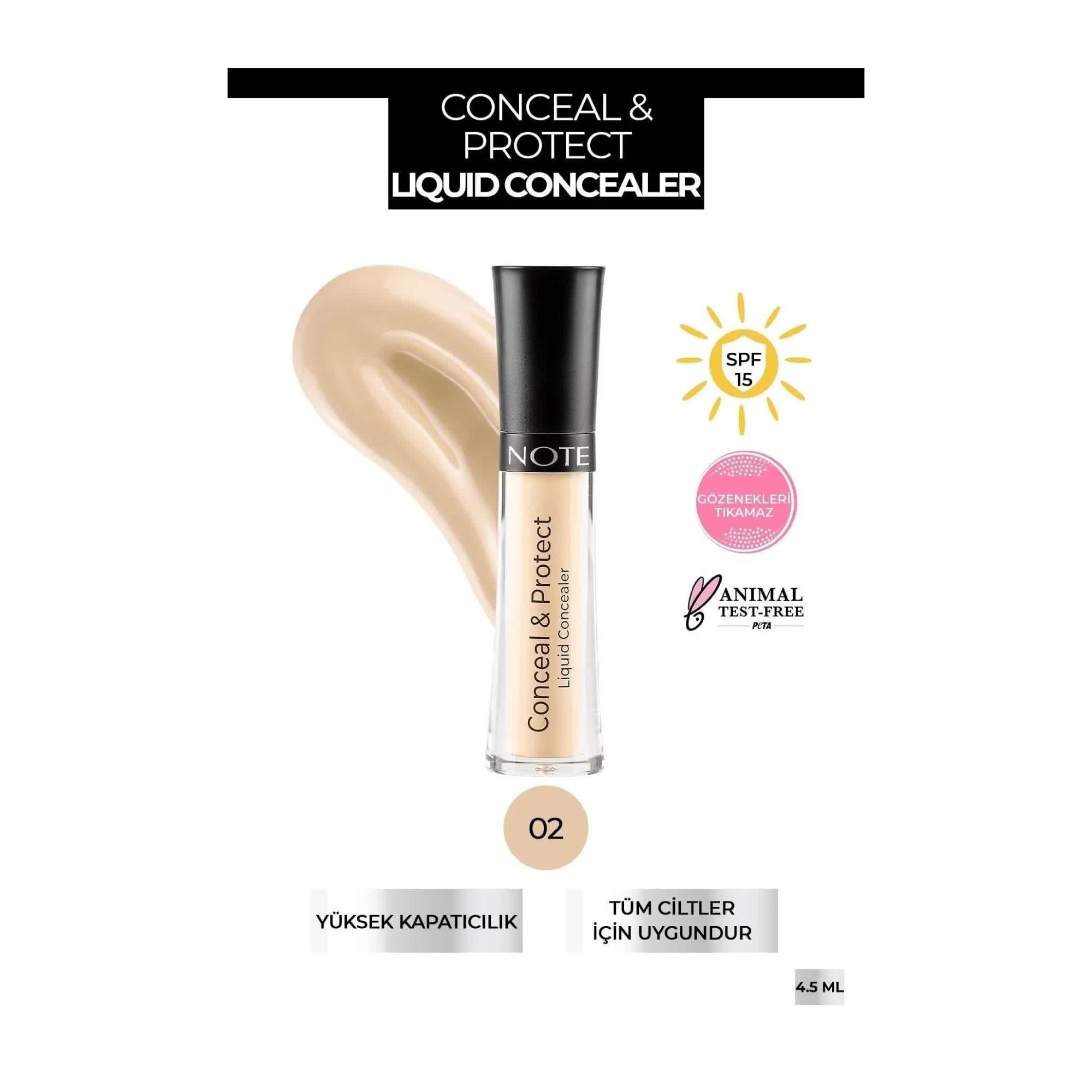Note Conceal & Protect Likit Concealer Kapatıcı 02