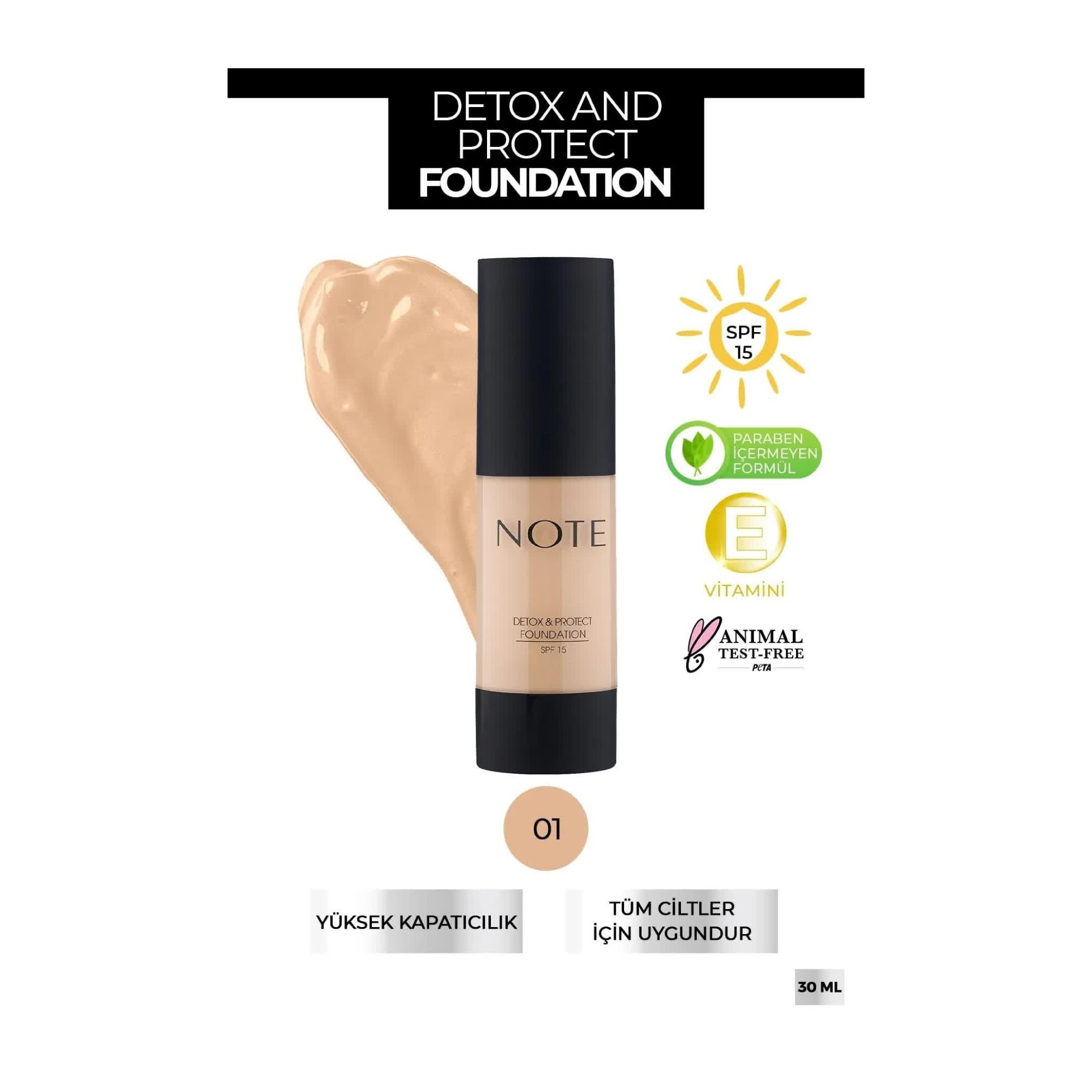Note Detox & Protect SPF 15 Fondöten 01 Beige