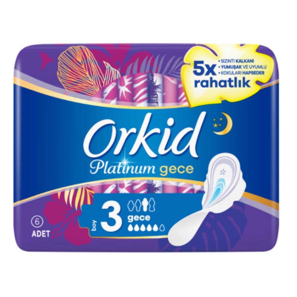 Orkid Platinum Hijyenik Ped Ultra Gece 6'lı / 3 Boy