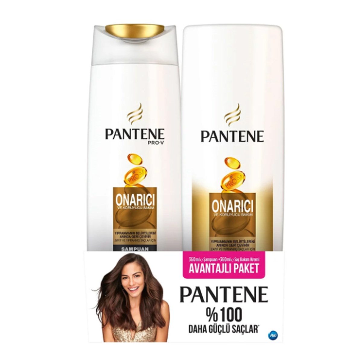 Pantene Onarıcı ve Koruyucu 500 ml Şampuan + Pantene Saç Bakım Kremi 360ml  Hediyeli - Platin