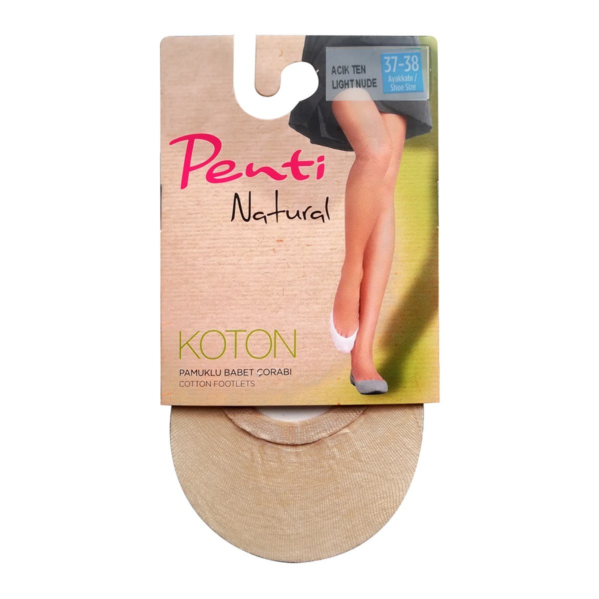 Penti Natural Koton Babet Çorabı Açık Ten 37-38 - Platin