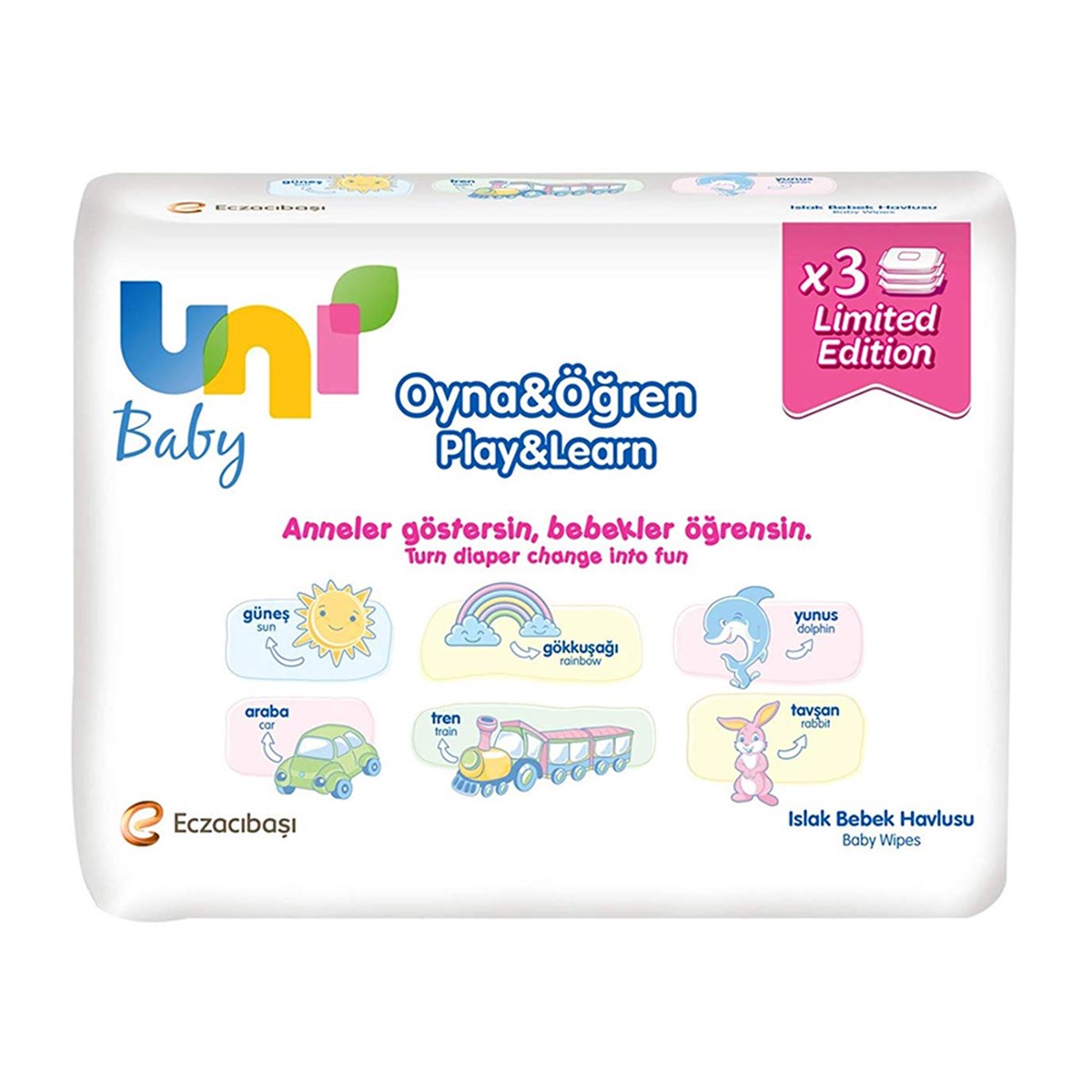 Uni Baby Oyna Öğren Islak Bebek Havlusu 3'lü