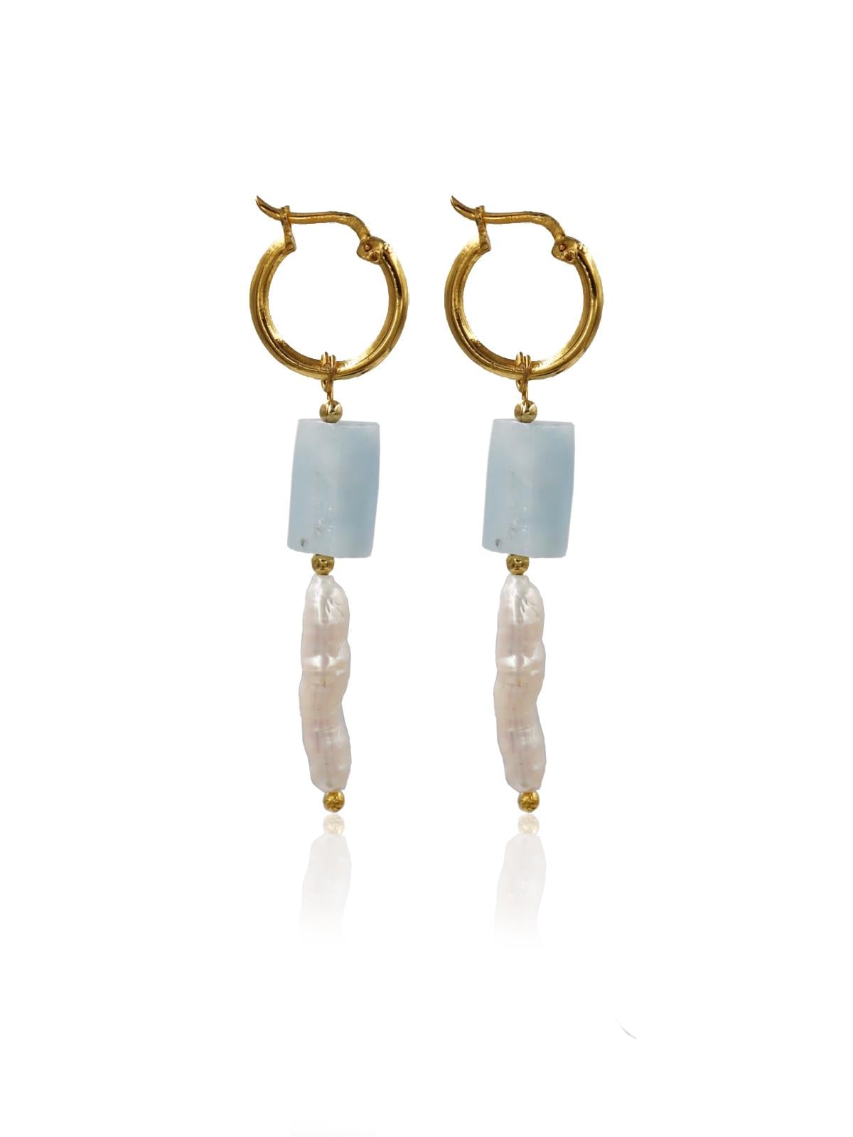 Avin Morganit Taşlı İncili Küpe