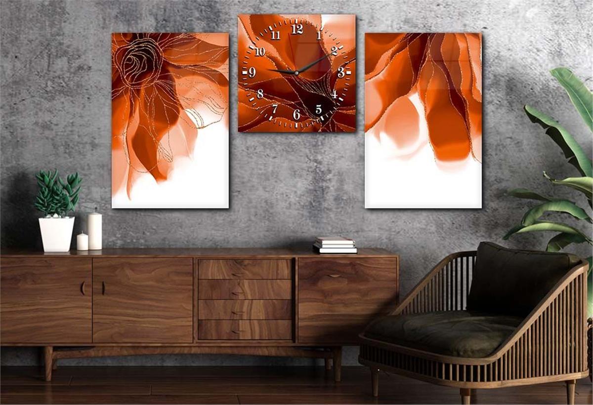 Tempered Glasss Wall Arts Art-Themed Set with Clock
