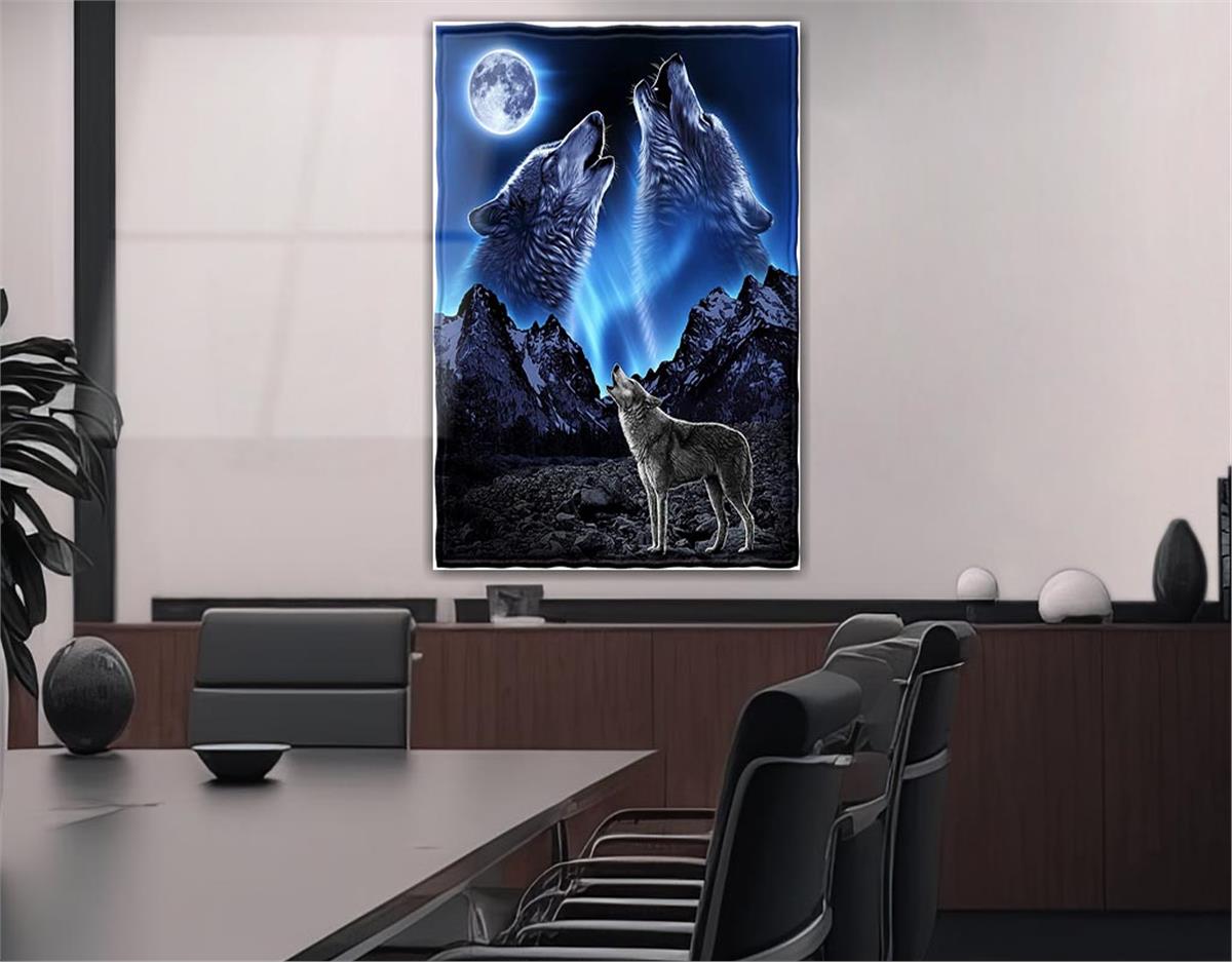Howling Wolf Glass Wall Art