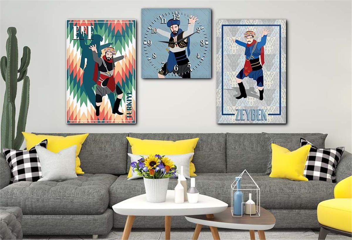Tempered Glasss Wall Arts Art-Themed Set with Clock