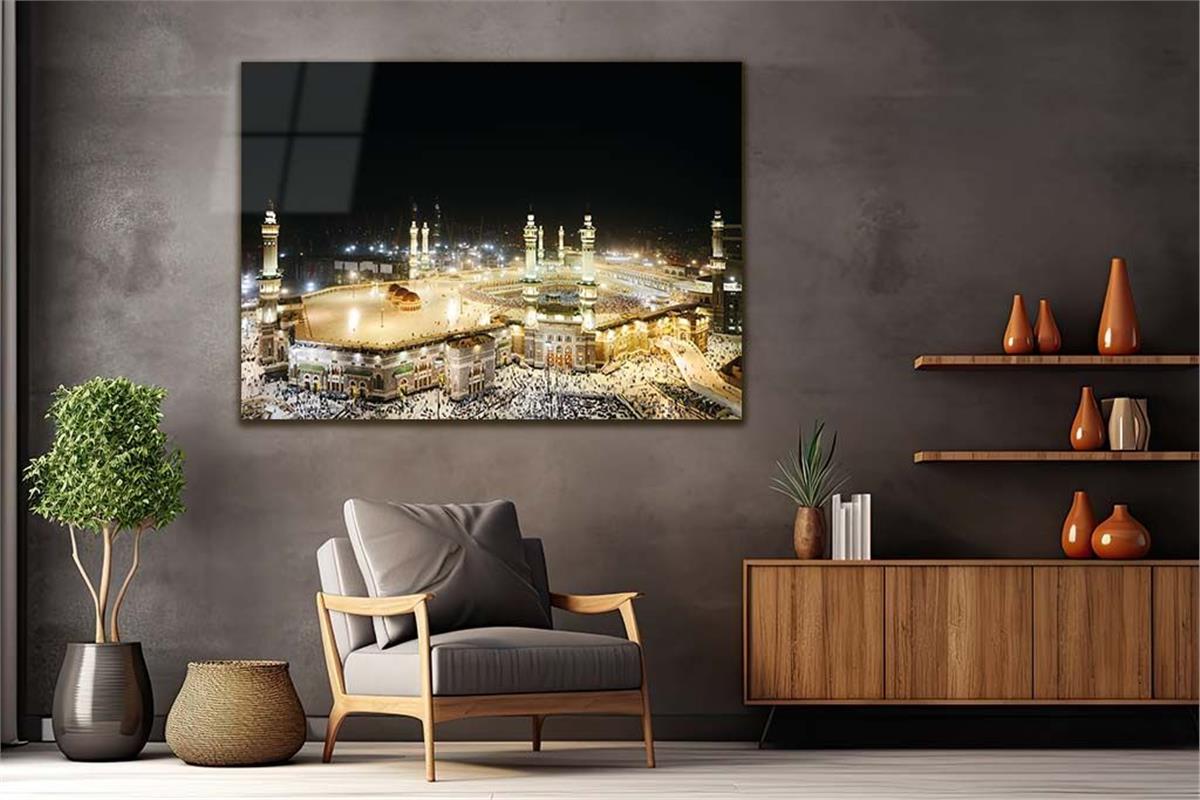 Ka’bah  on Glass Print Caaba Glass Wall Art Kaaba Tempered Glass Wall Art